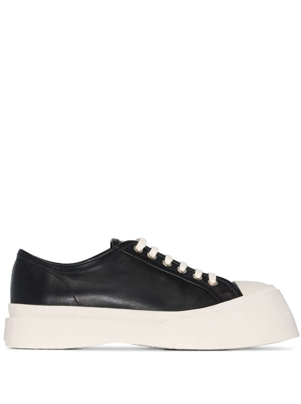 Shop Marni Black Sneakers With Oversized Platform In Leather Woman