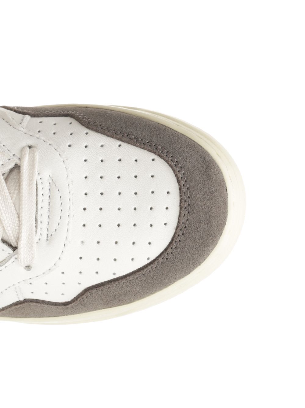 Autry Low Sneaker With Contrast Panels And Perforated Toe In Neutral