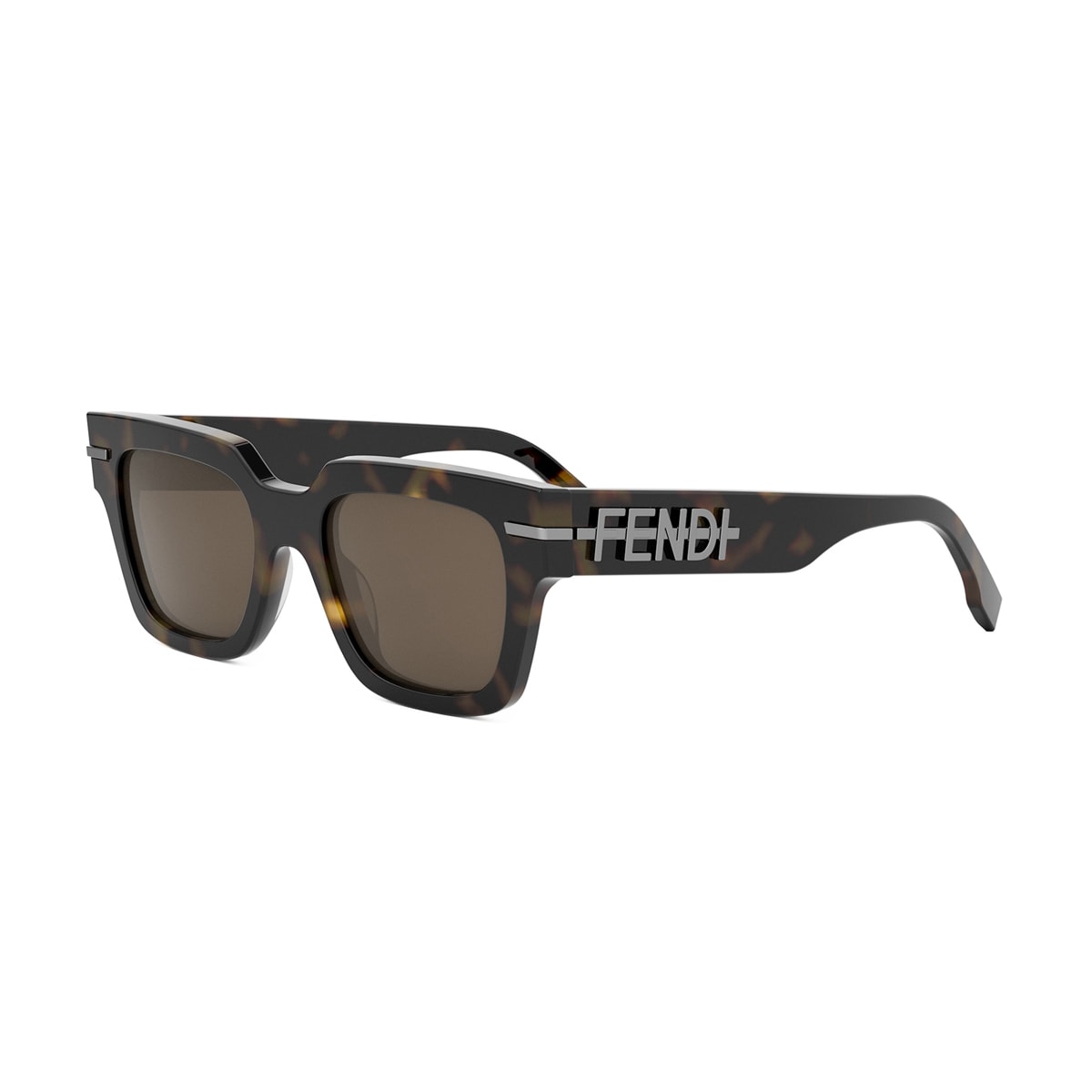 Fendi Geometric Sunglasses In 52e - Havana