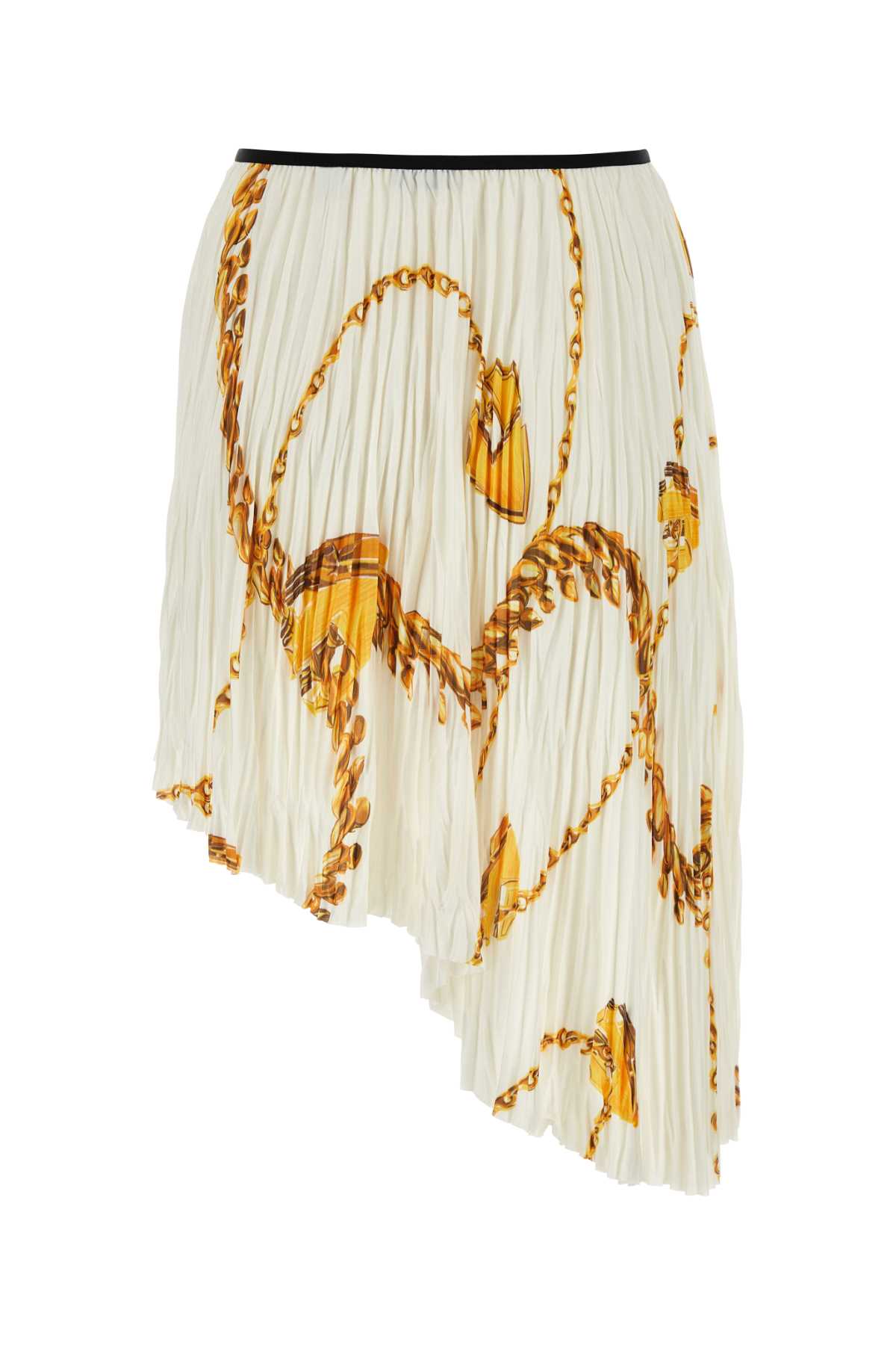 Shop Burberry Printed Jersey Skirt In Goldwhite