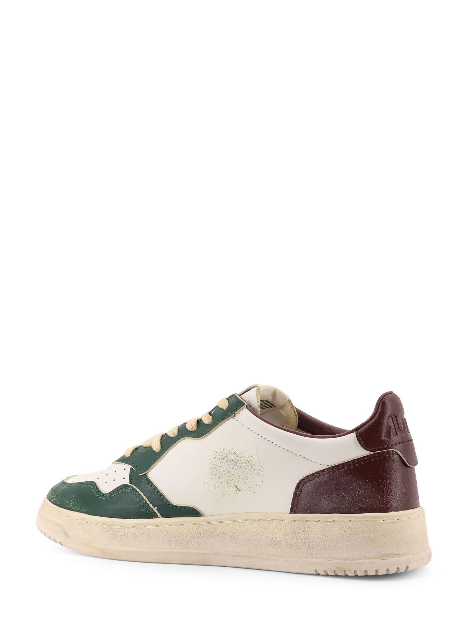 Autry Medalist Low Super Vintage Sneakers In White Pine Grove Leather And Rum Raisin In Animal Print