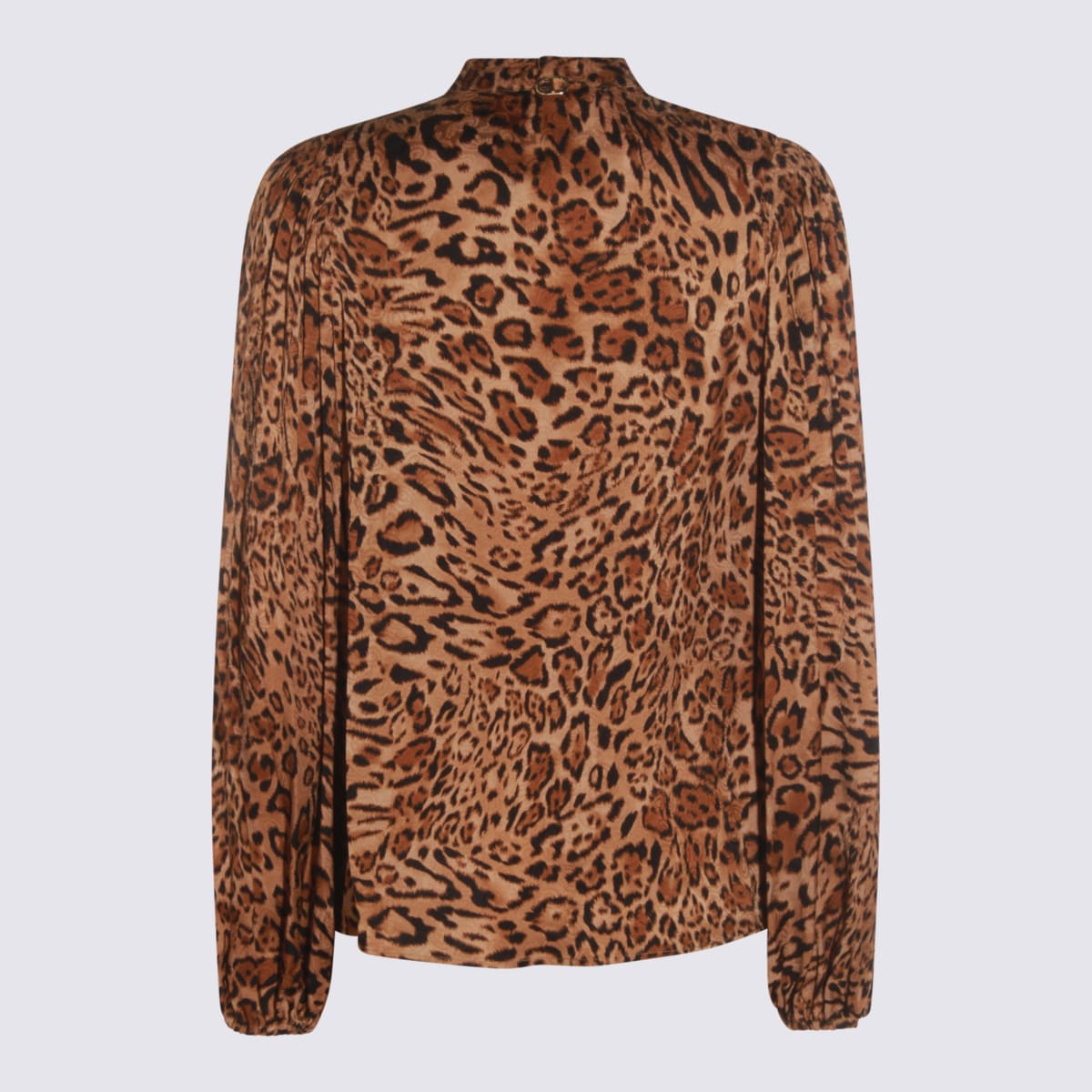 Twinset Brown Viscose Shirt In Animal Print