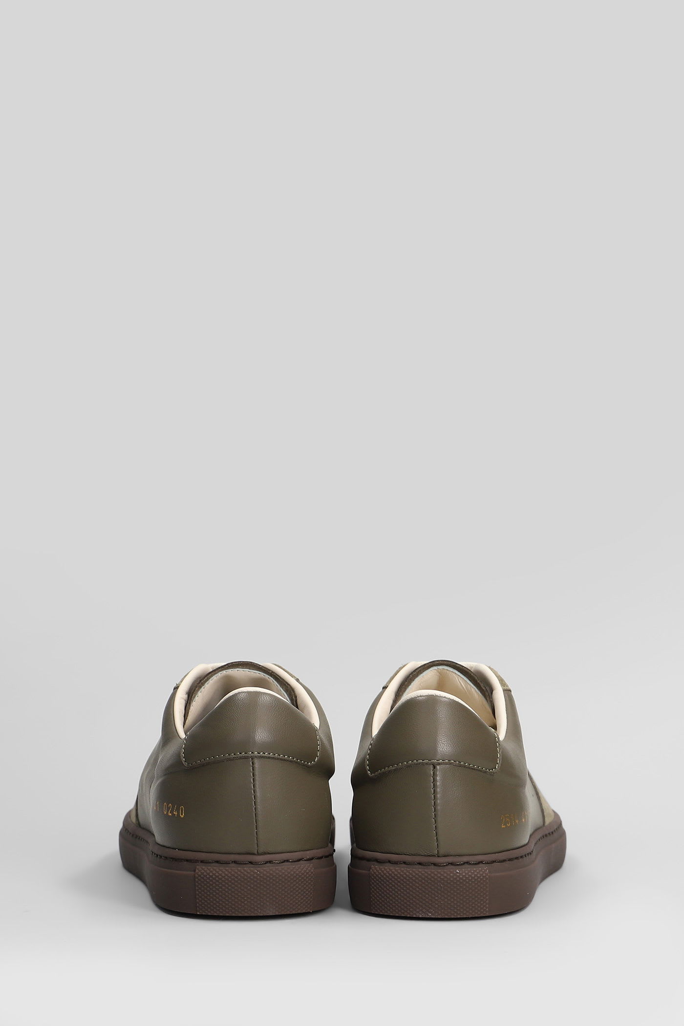 Common Projects Bball Slim Sneakers In Green Suede And Leather In Green