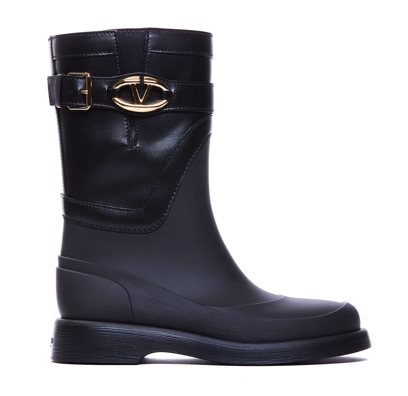 Shop Valentino Vlogo Rainboots In Black