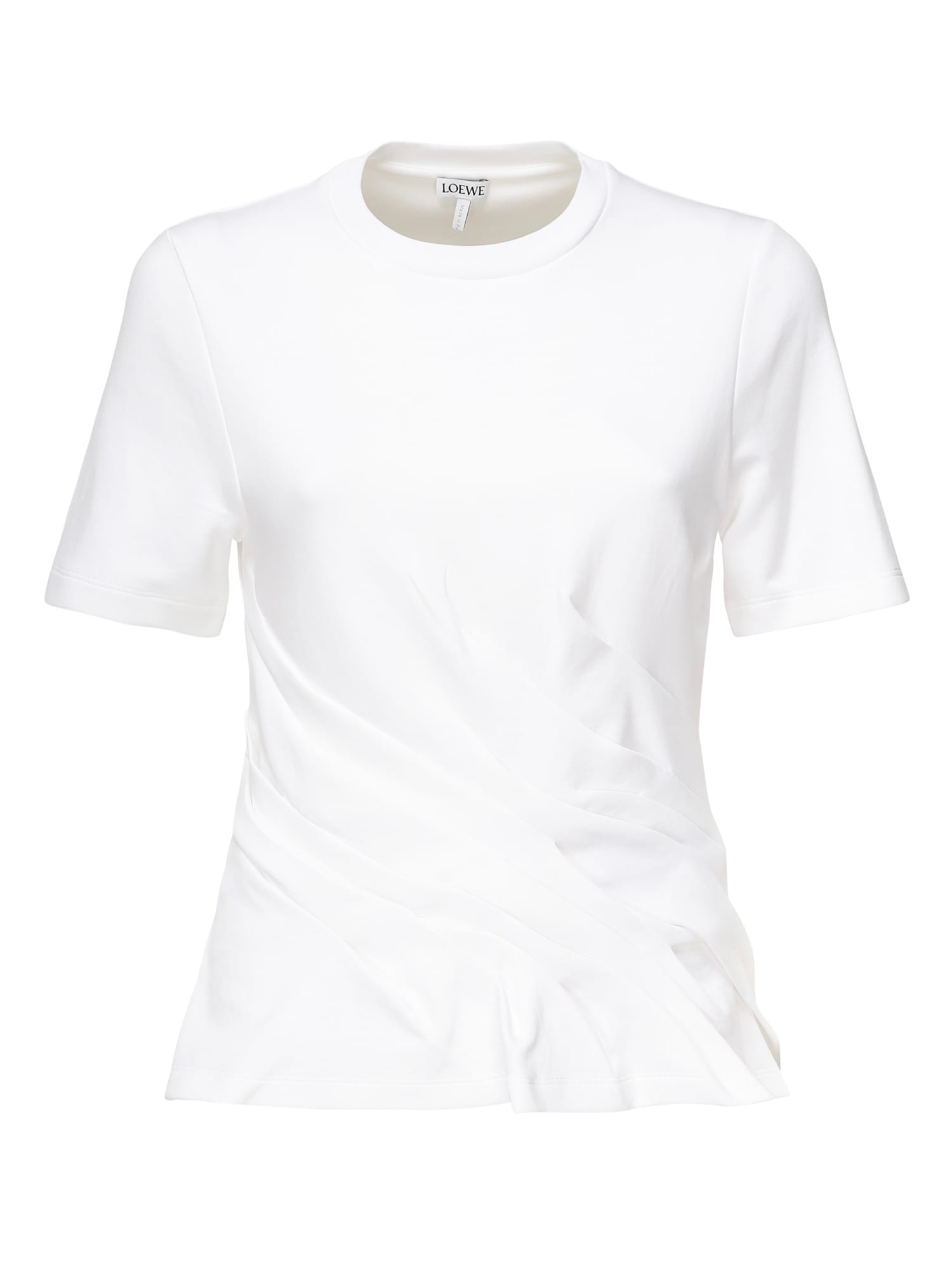 Loewe Draped Cotton-blend Jersey T-shirt In White