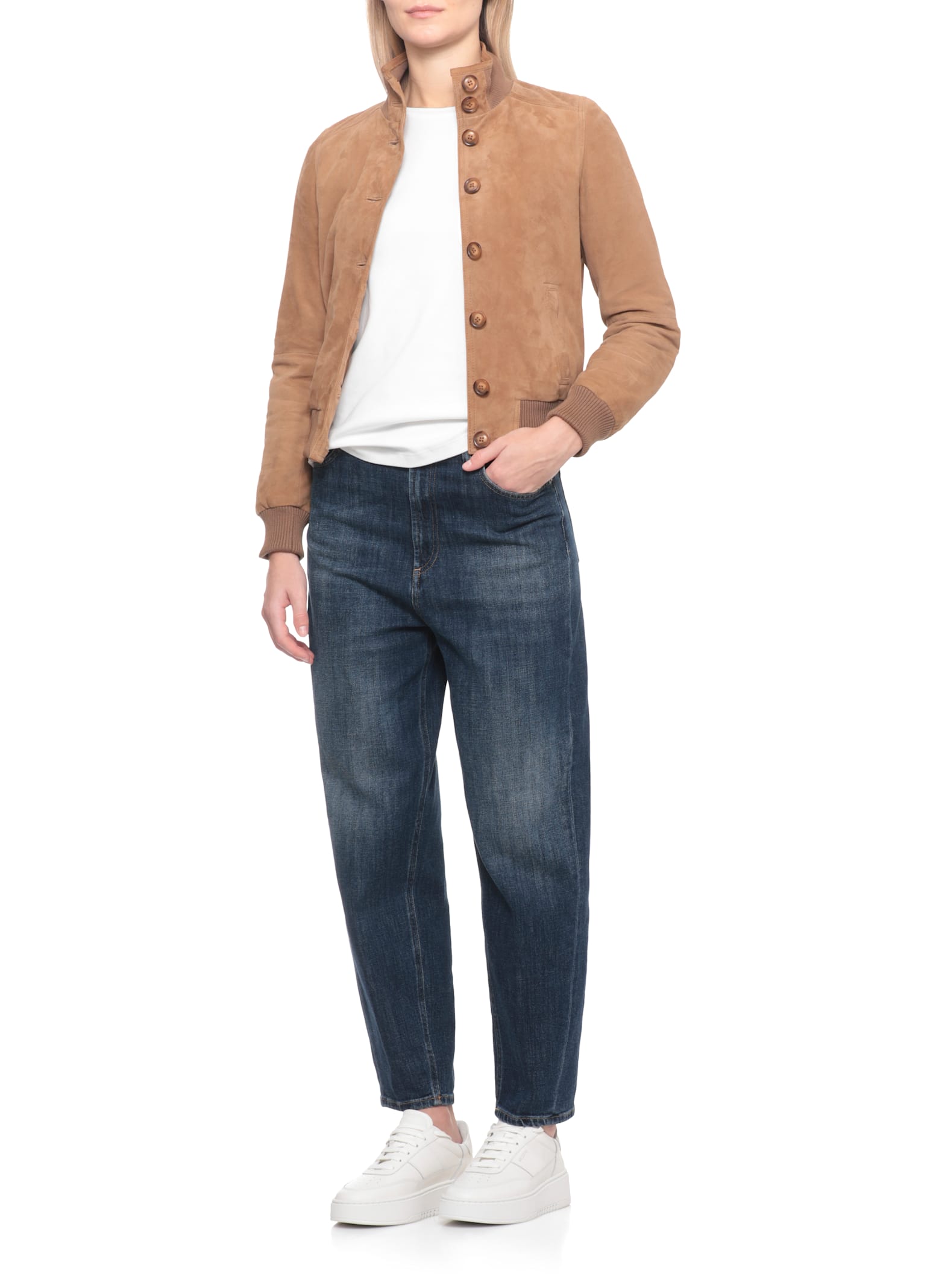 Bully Suede Leather Bomber Jacket In Brown