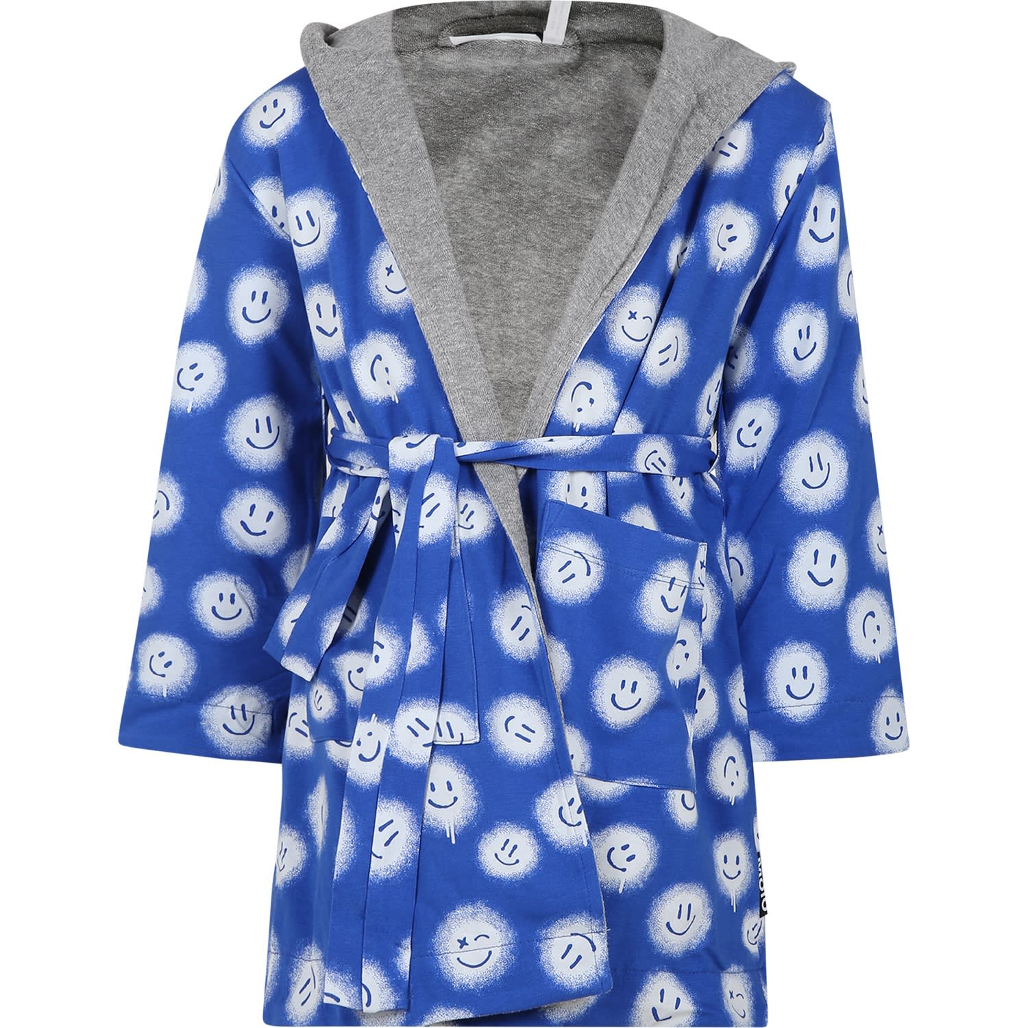 Molo Blue Dressing Gown For Kids With Smiley