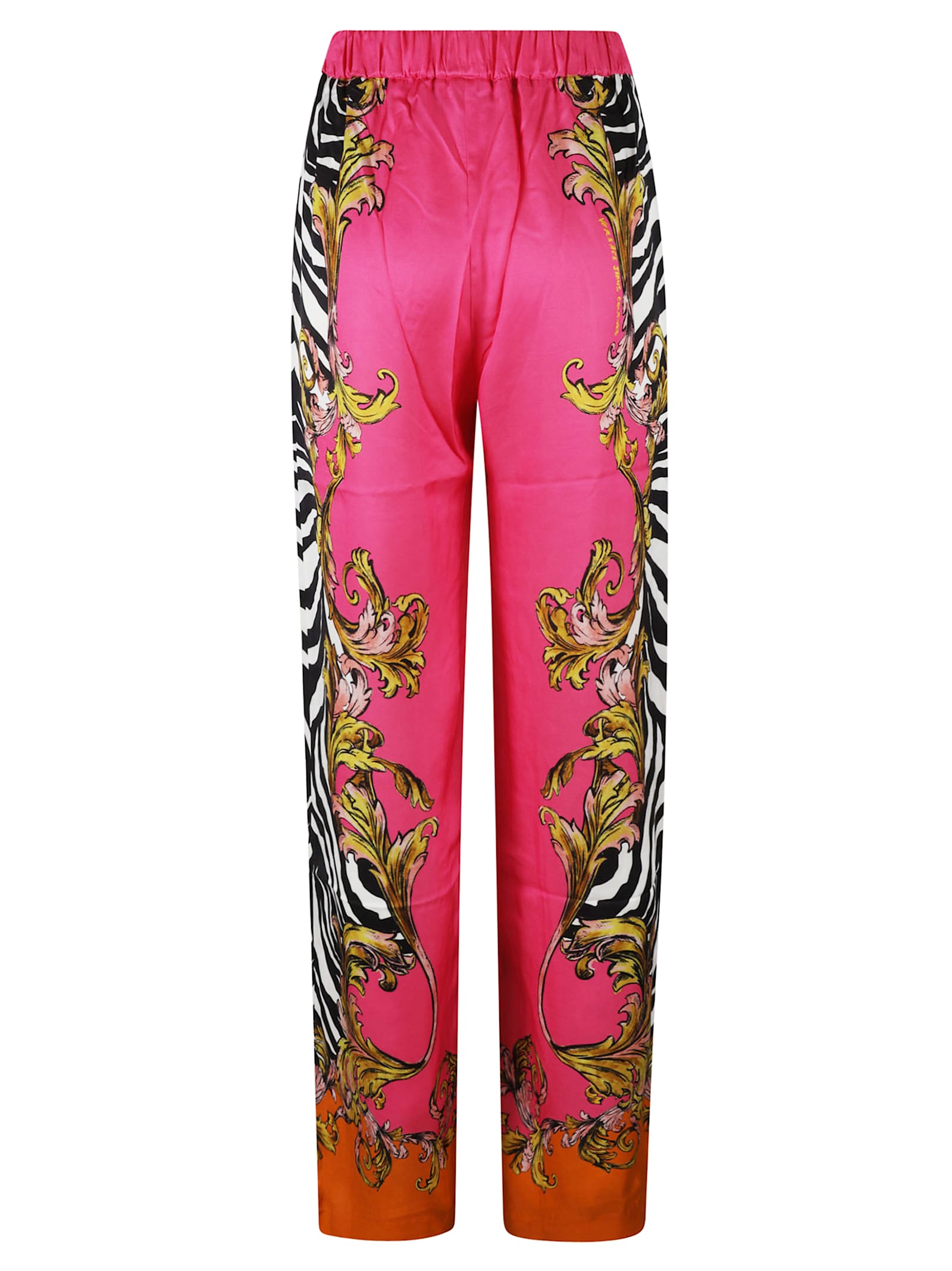 Versace Jeans Couture Twill Zebra Barocco Trousers In Pink