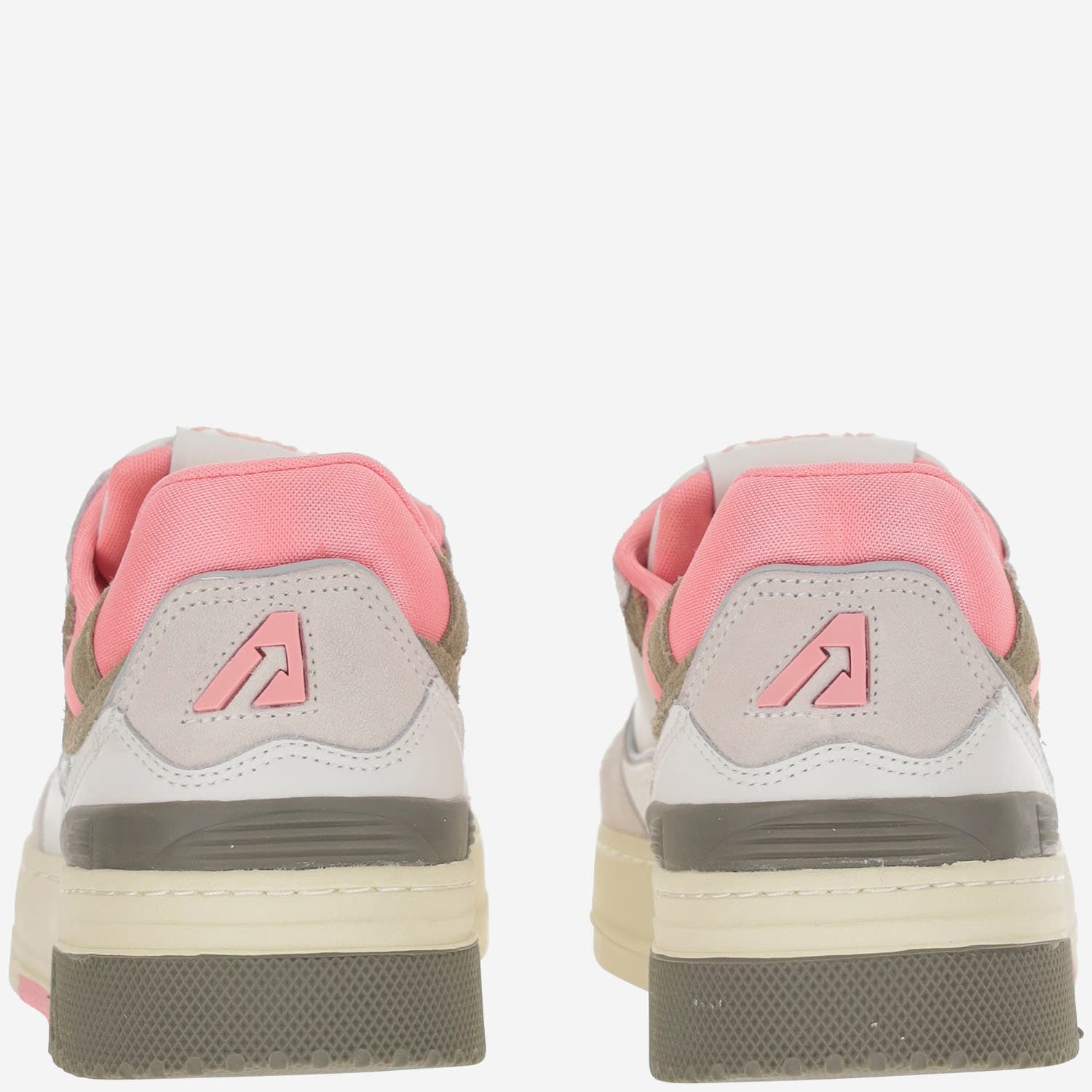 Shop Autry Clc Low Suede And Mesh Sneakers In Bianco+rosa