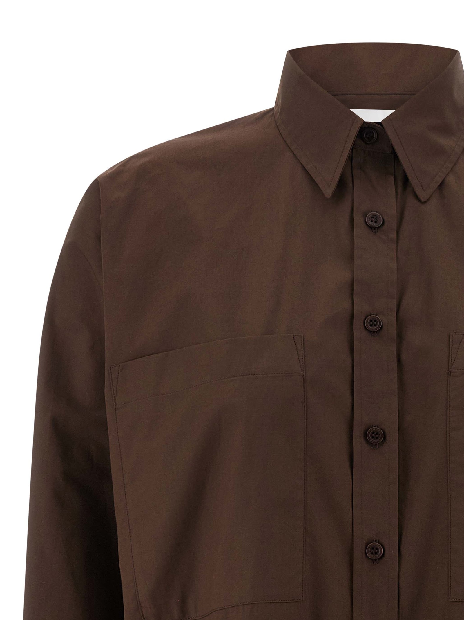 Nude Bat-sleeve Pocket Shirt In Brown
