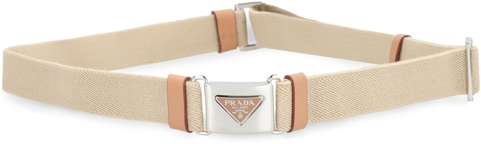 Shop Prada Belt With Buckle In Beige