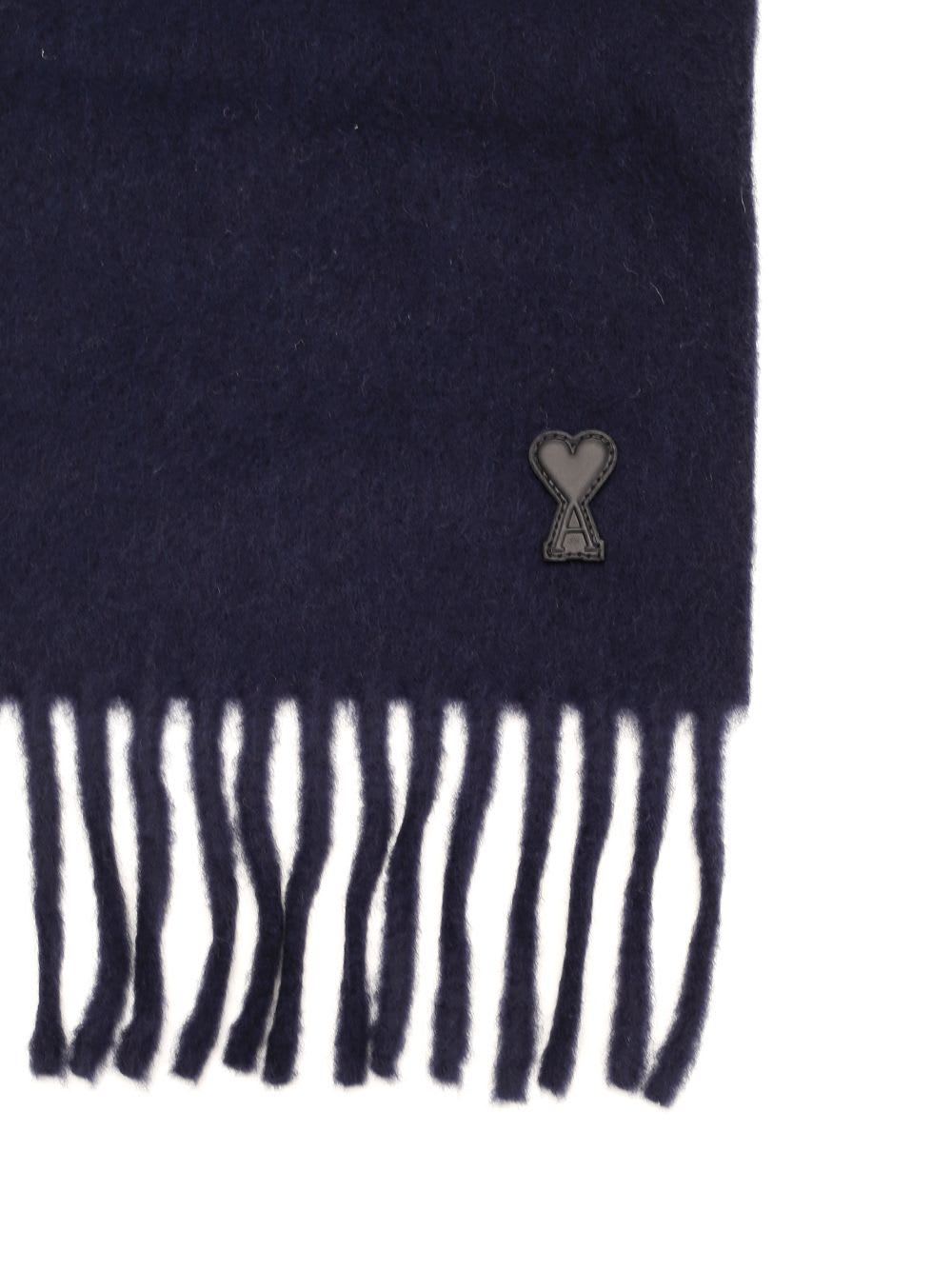 Shop Ami Alexandre Mattiussi Blue Wool Scarf