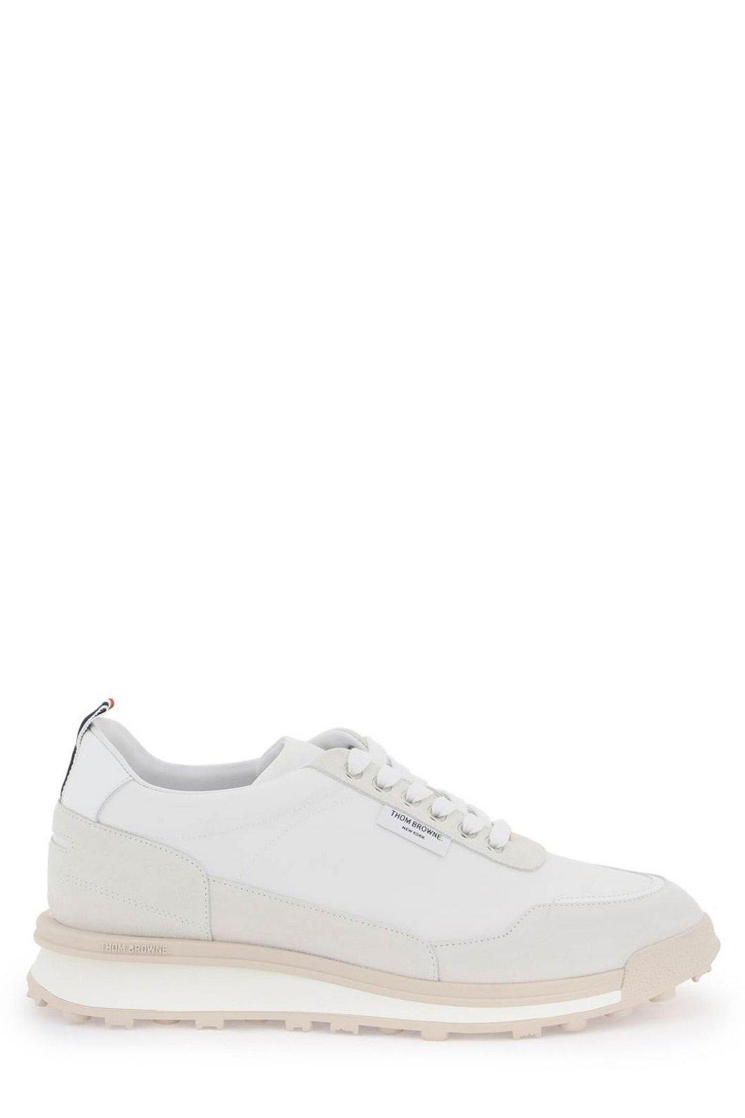 Shop Thom Browne Tech Lace-up Runner Sneakers In White