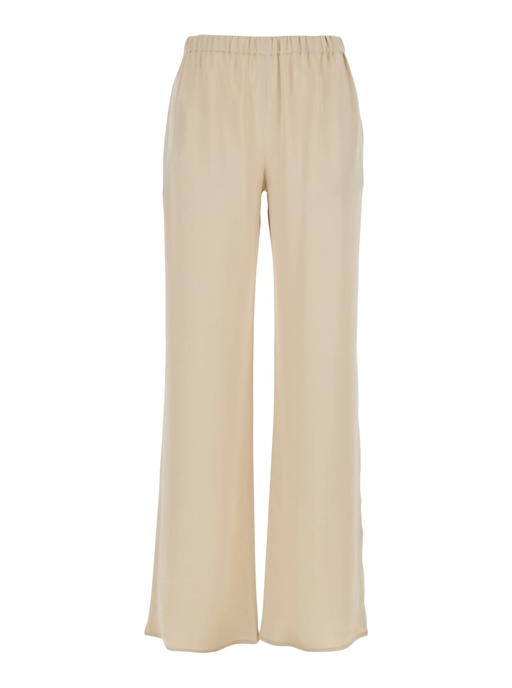 rapolano Beige Pants With Elastic Waist And Wide Leg In Silk Blend Woman