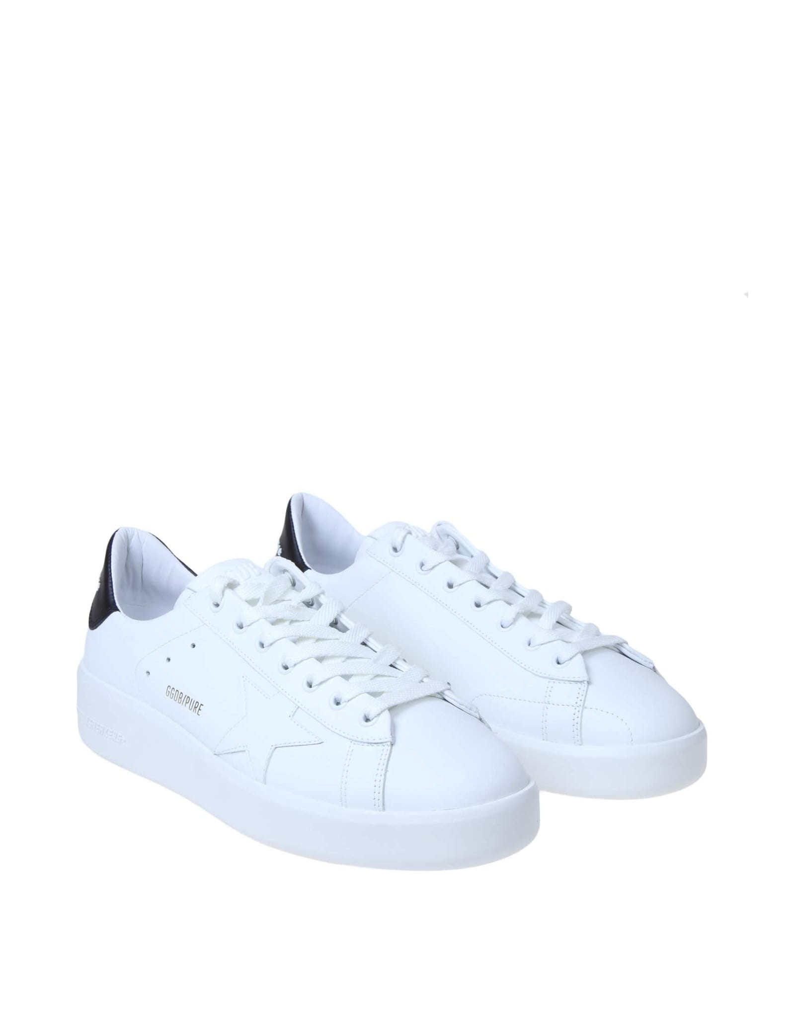 Shop Golden Goose Pure Star Sneakers In Leather In White/black