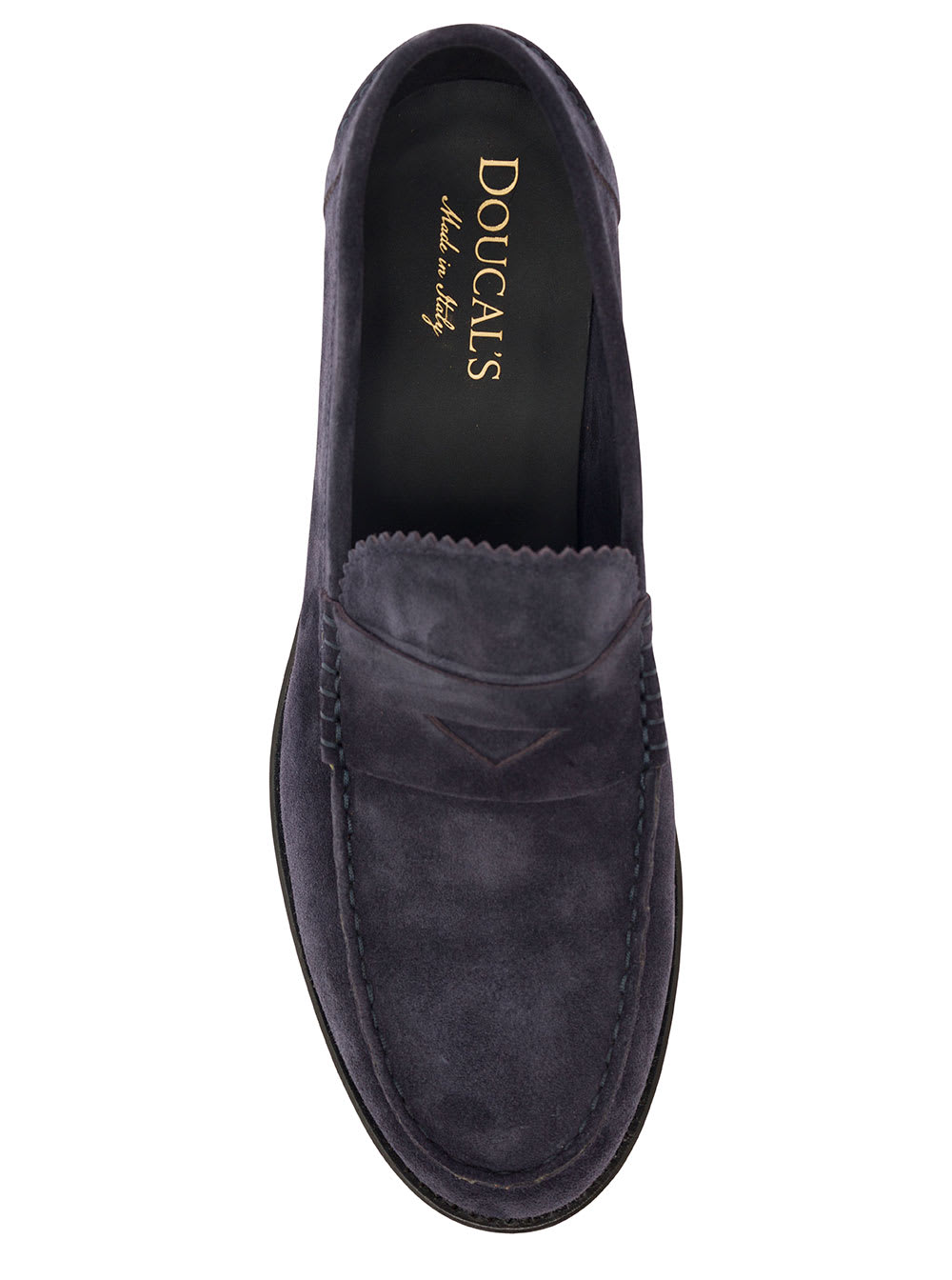 Shop Doucal's Blue Pull-on Loafers In Suede Man