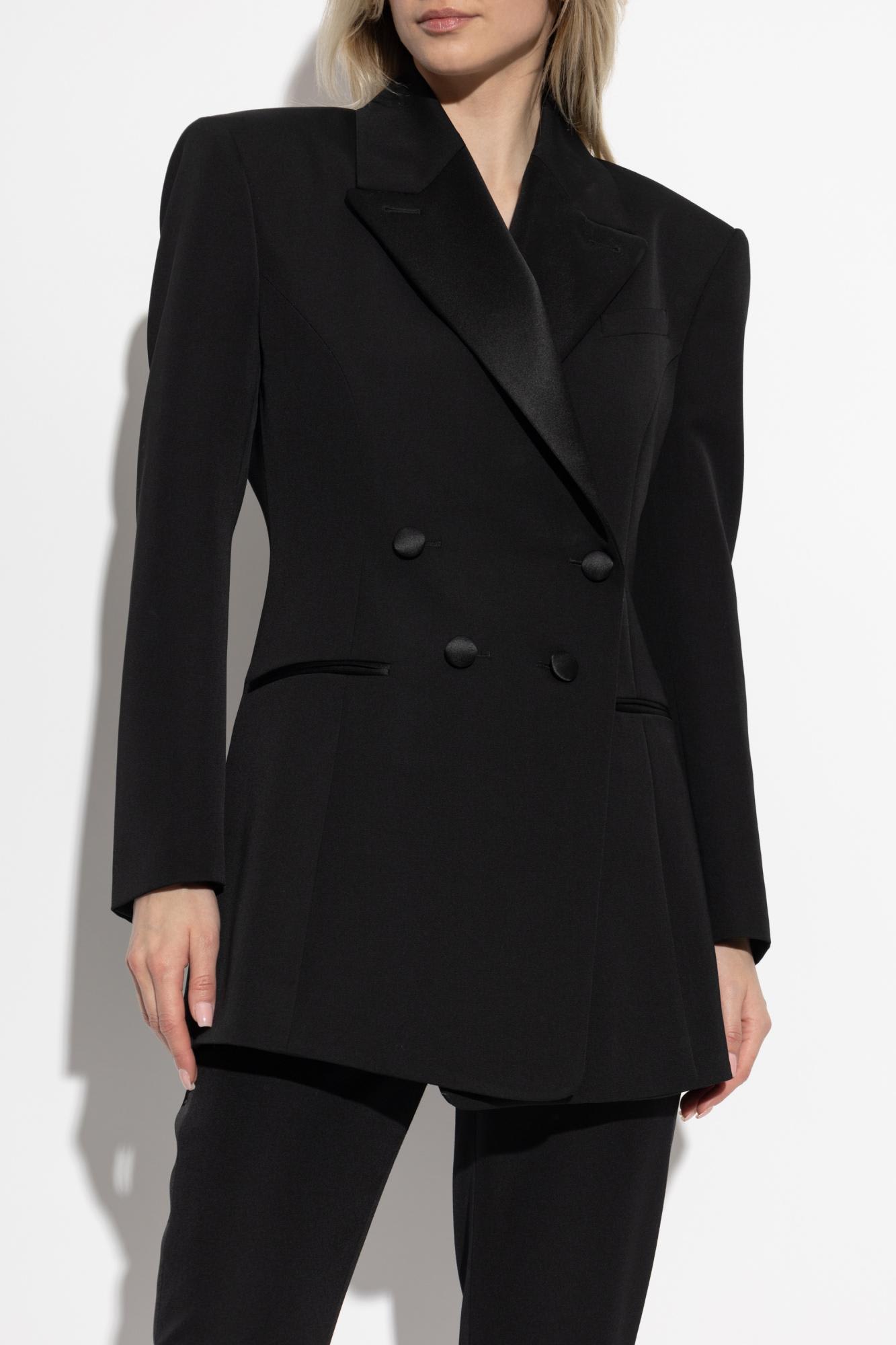 Givenchy Double-breasted Silk-blend Satin-trimmed Wool-twill Blazer In Black