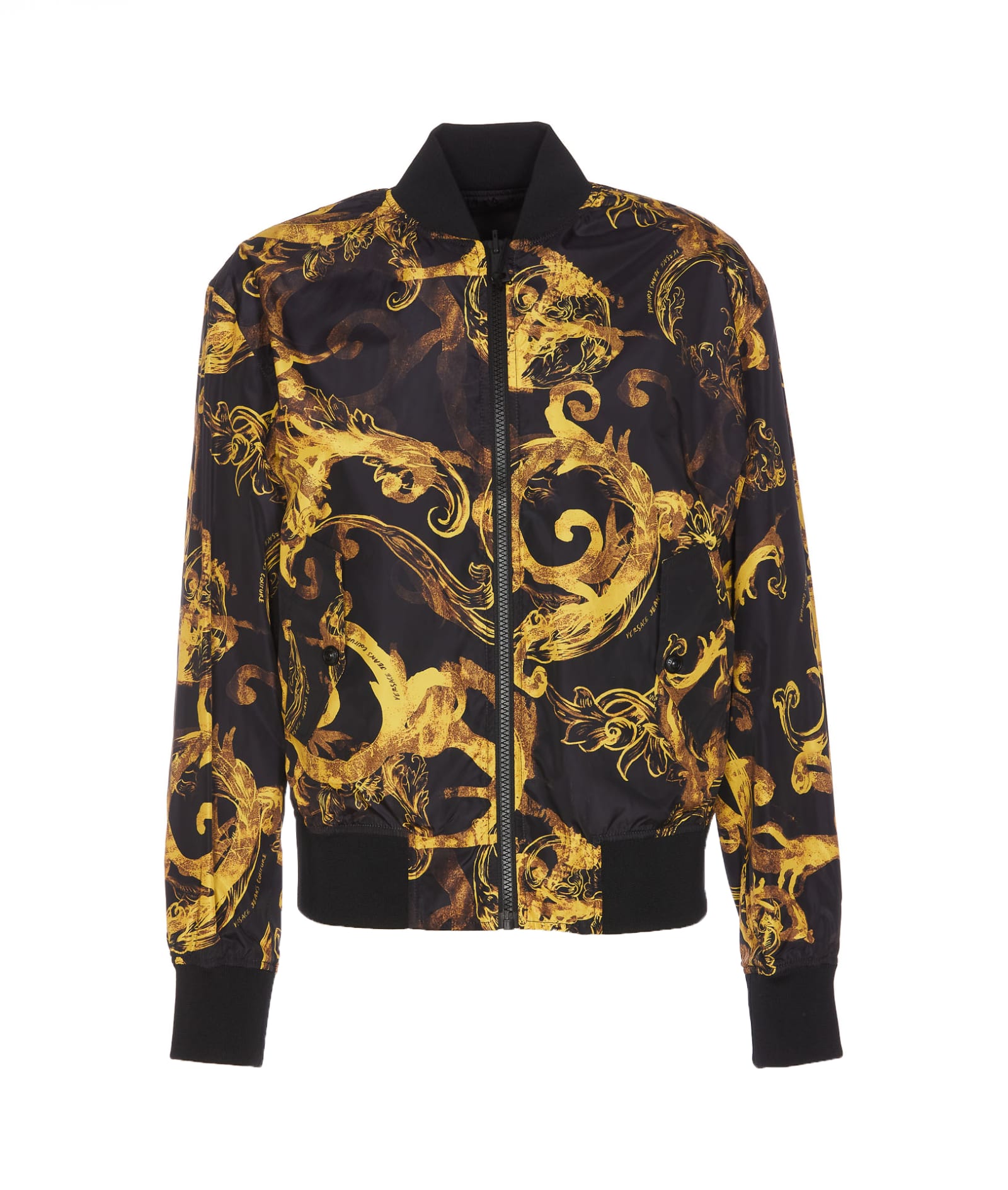Shop Versace Jeans Couture Reversible Watercolour Couture Jacket In Golden