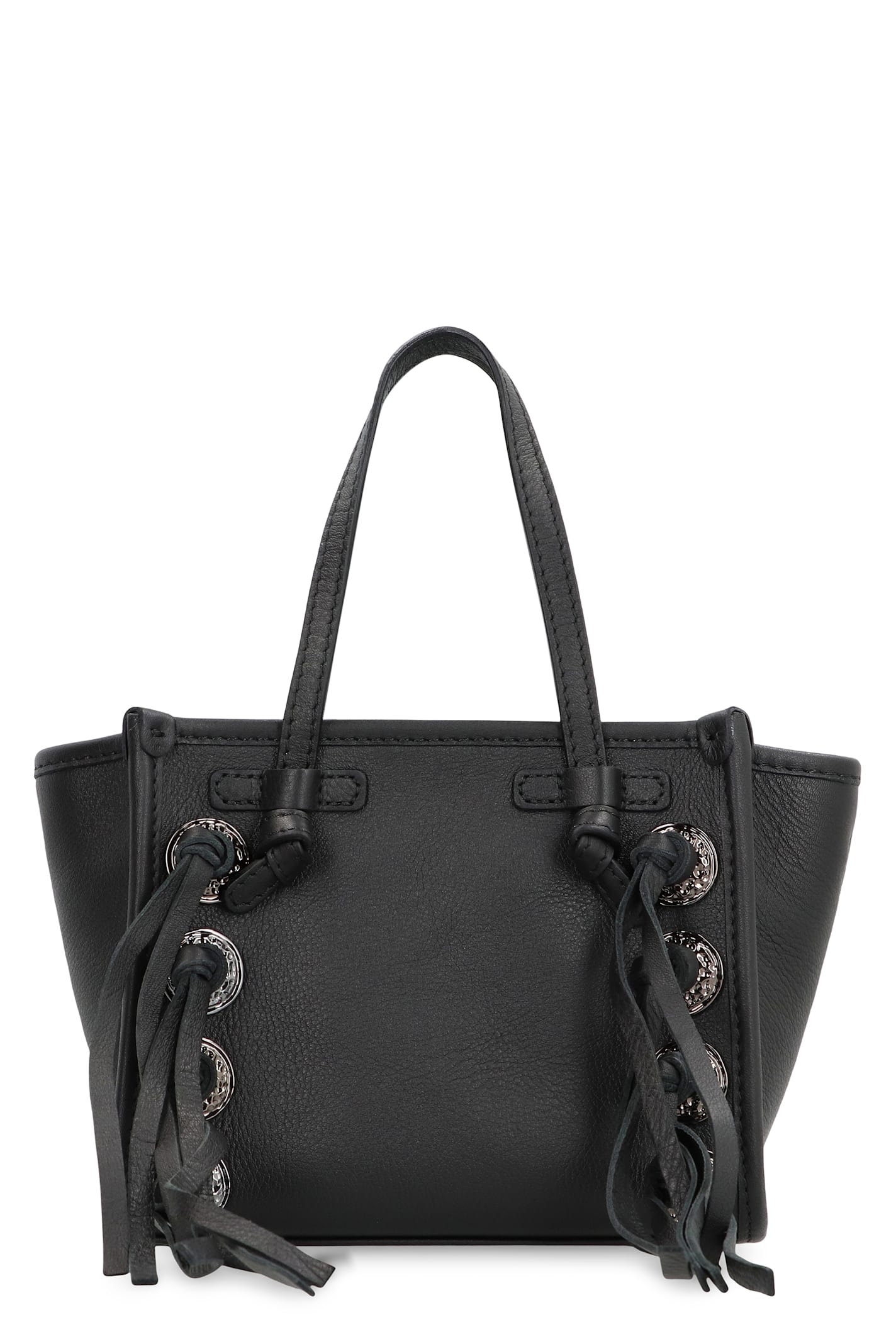 Gianni Chiarini Miss Marcella Black Leather Bag With Fringes In Black