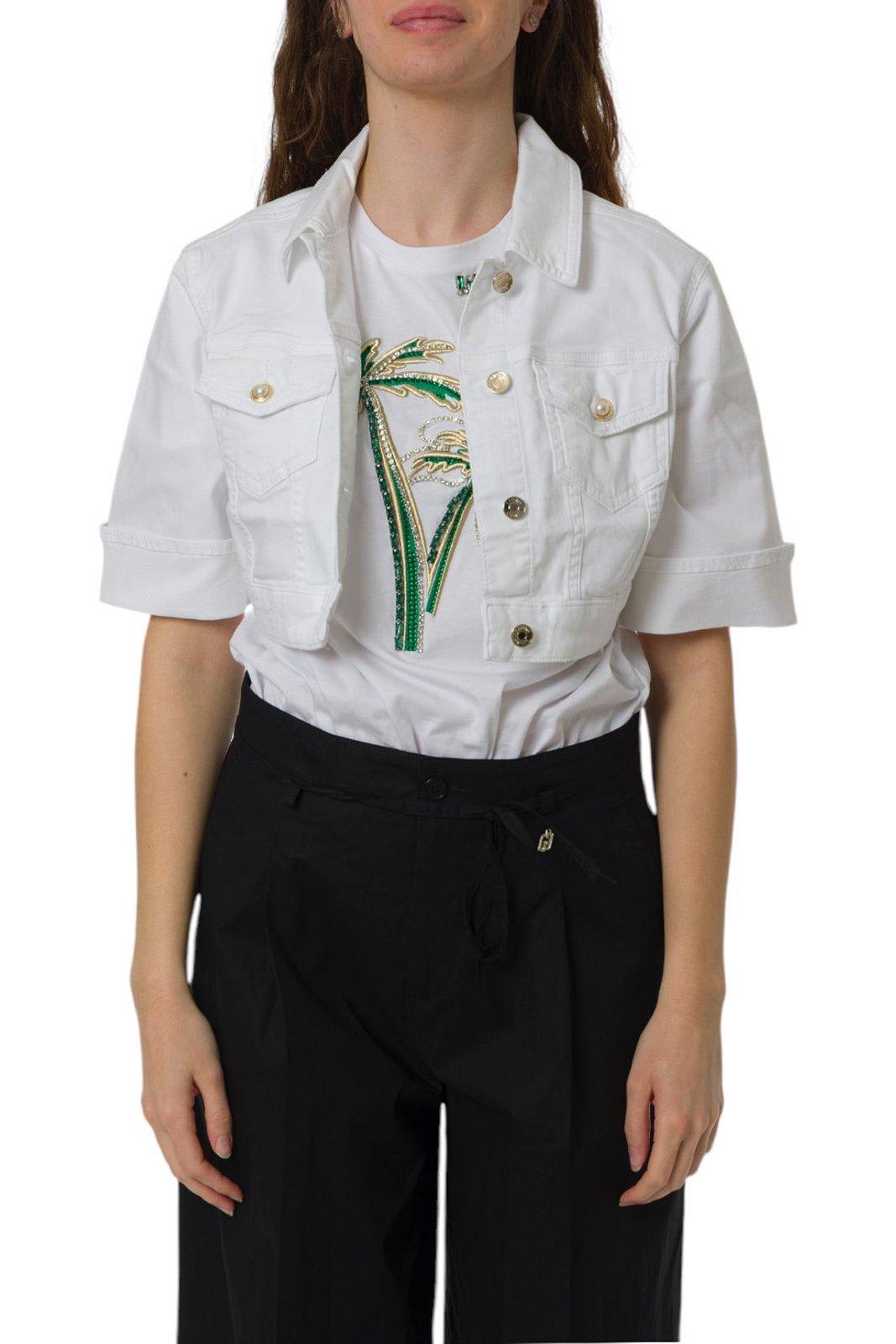 Liu •jo Short Sleeve Cropped Collared Jacket