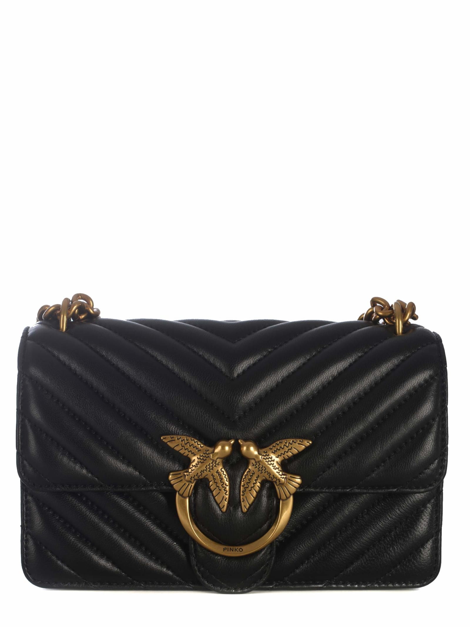 Shop Pinko Bag  Love One Mini Made Of Chevron Nappa In Black