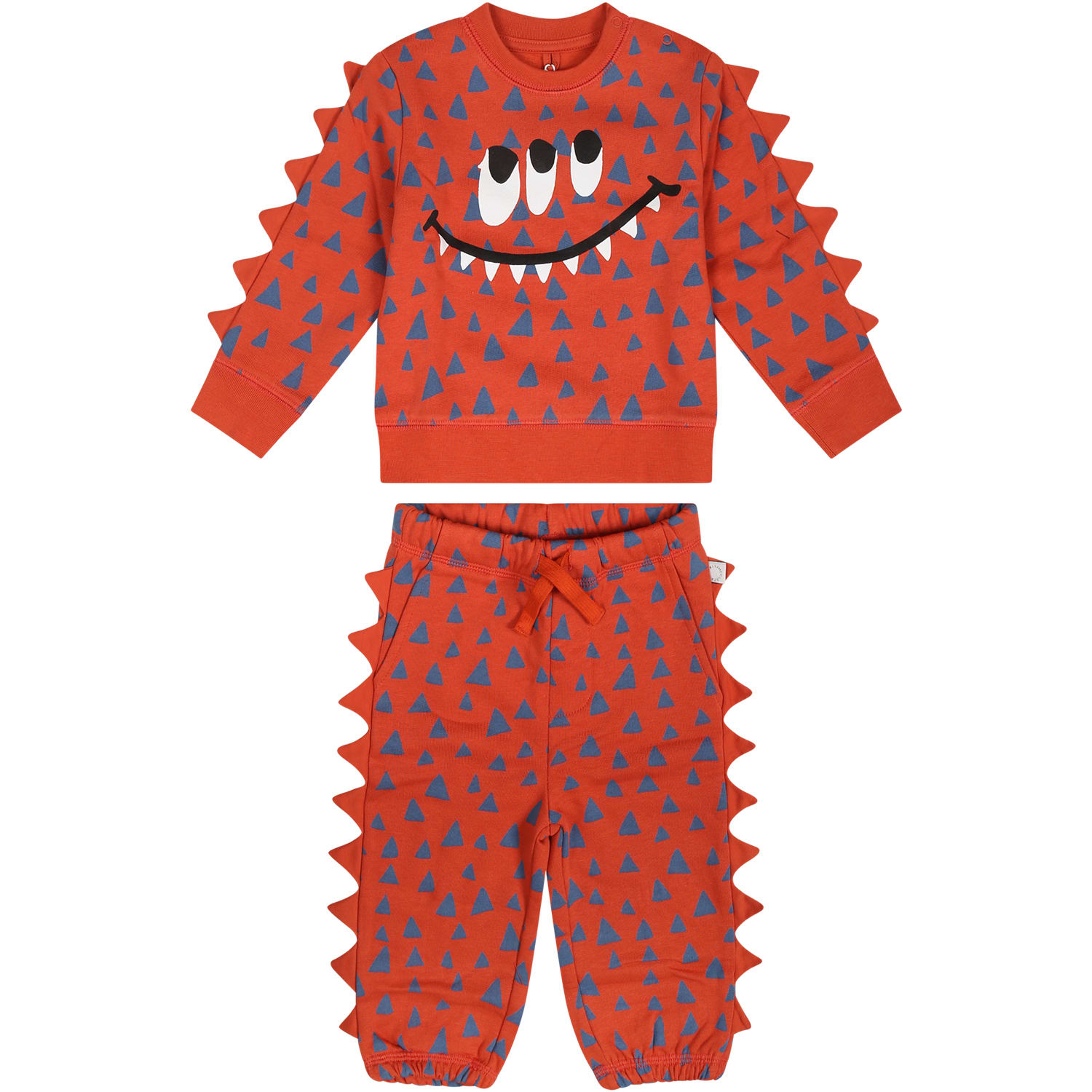 Stella Mccartney Red Suit For Baby Boy With Monster Print