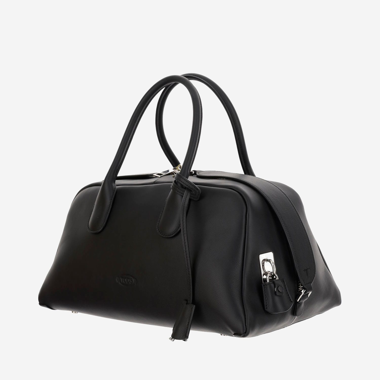 Shop Tod's Medium Leather Dock Bag In Black