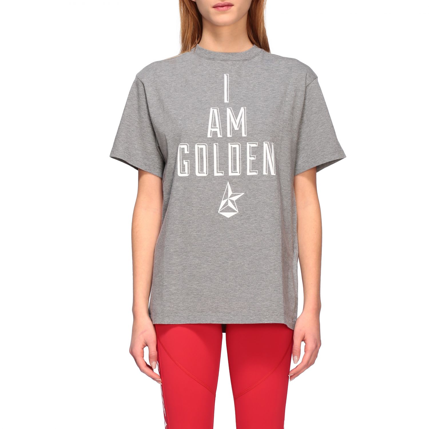 GOLDEN GOOSE T-SHIRT WITH I AM GOLDEN PRINT,11216639