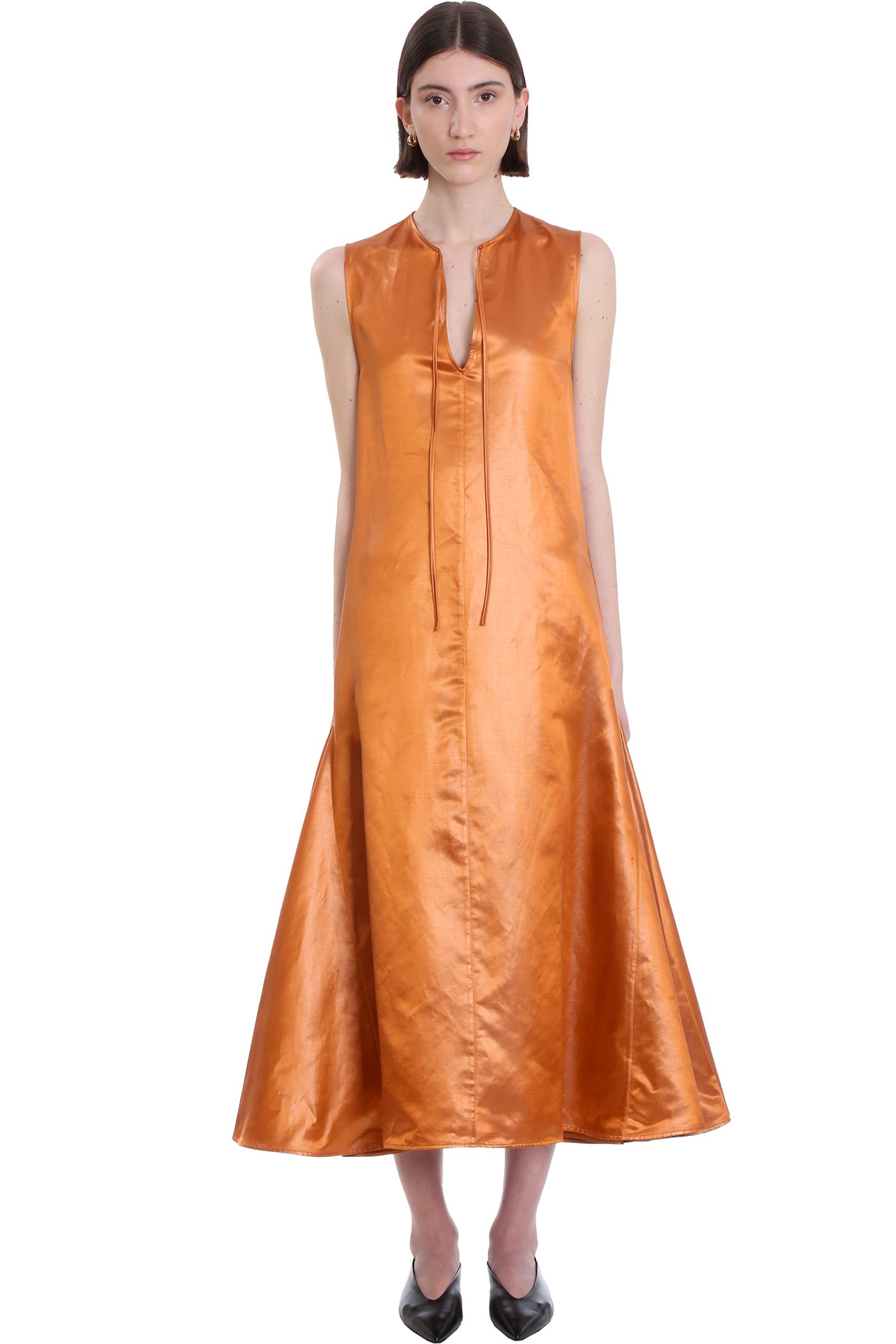 Jil Sander Dress In Orange Linen