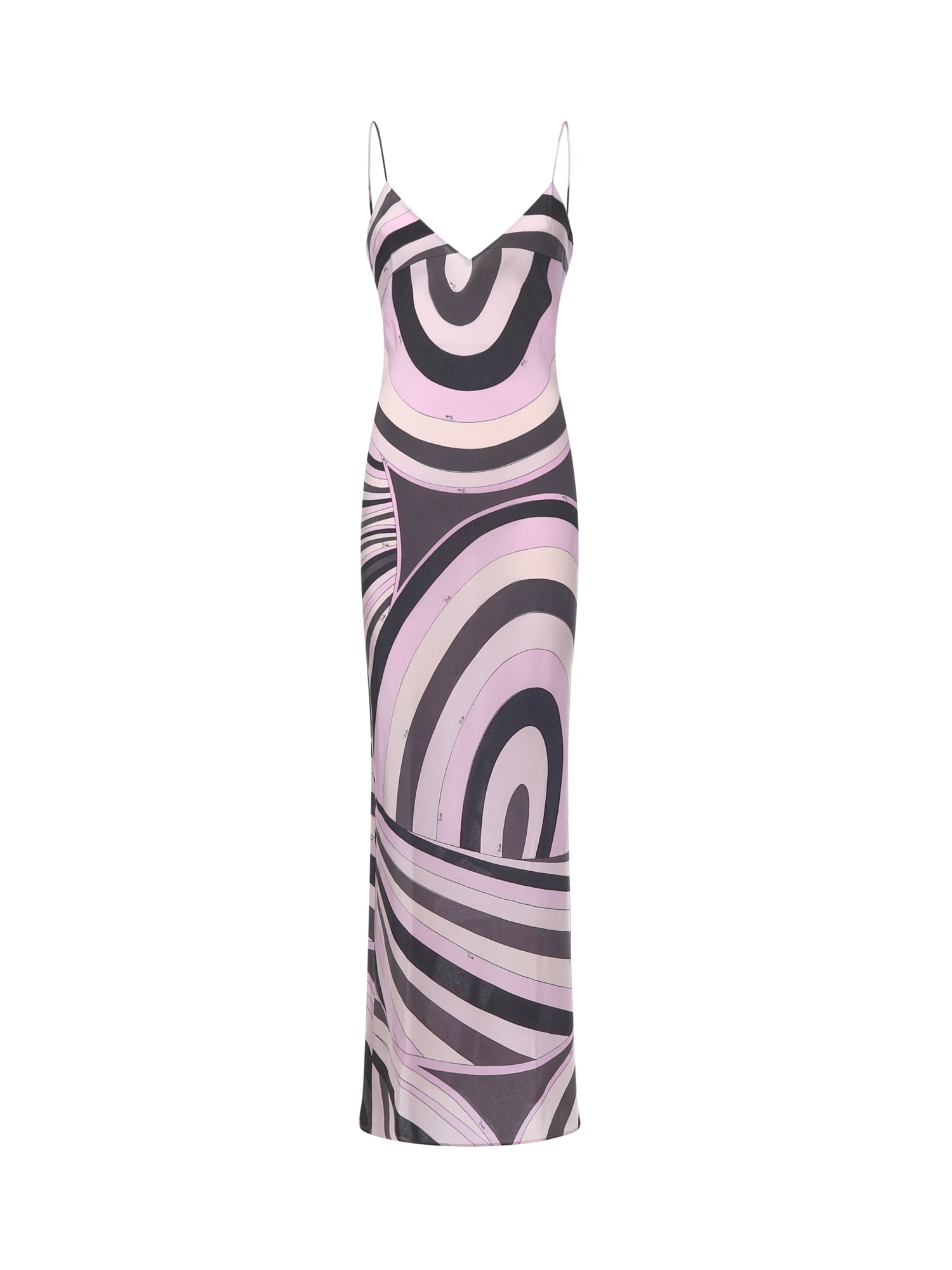 Pucci Silk Dress With Iris Print In Black