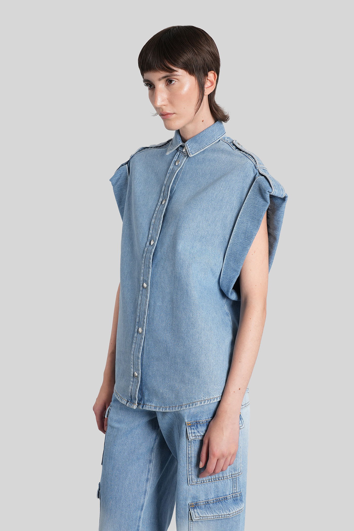 Iro Uline Vest In Blue Cotton In Blue