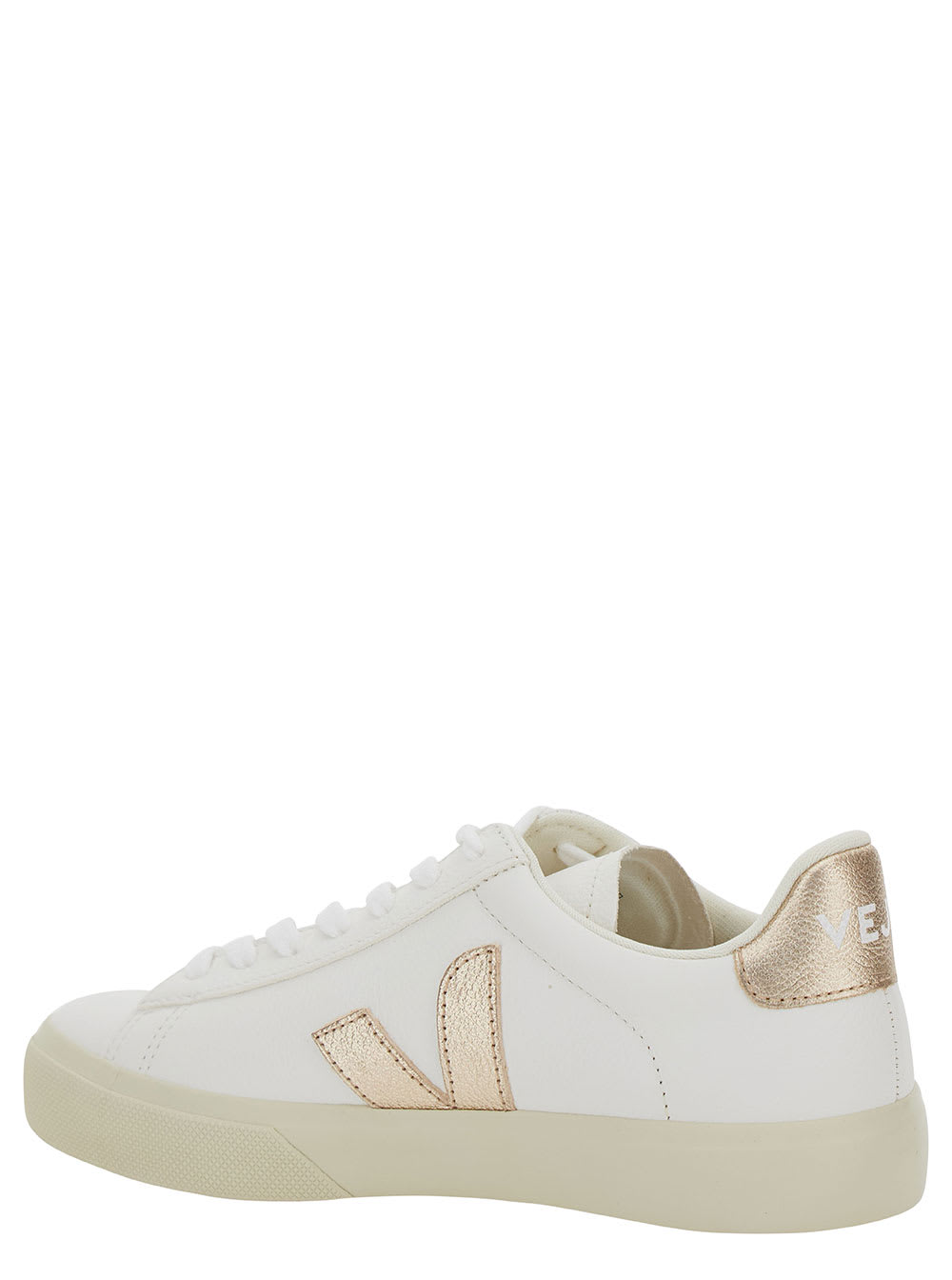 Veja Campo White Low Top Sneakers With Metallic Logo In Leather Woman In Multi