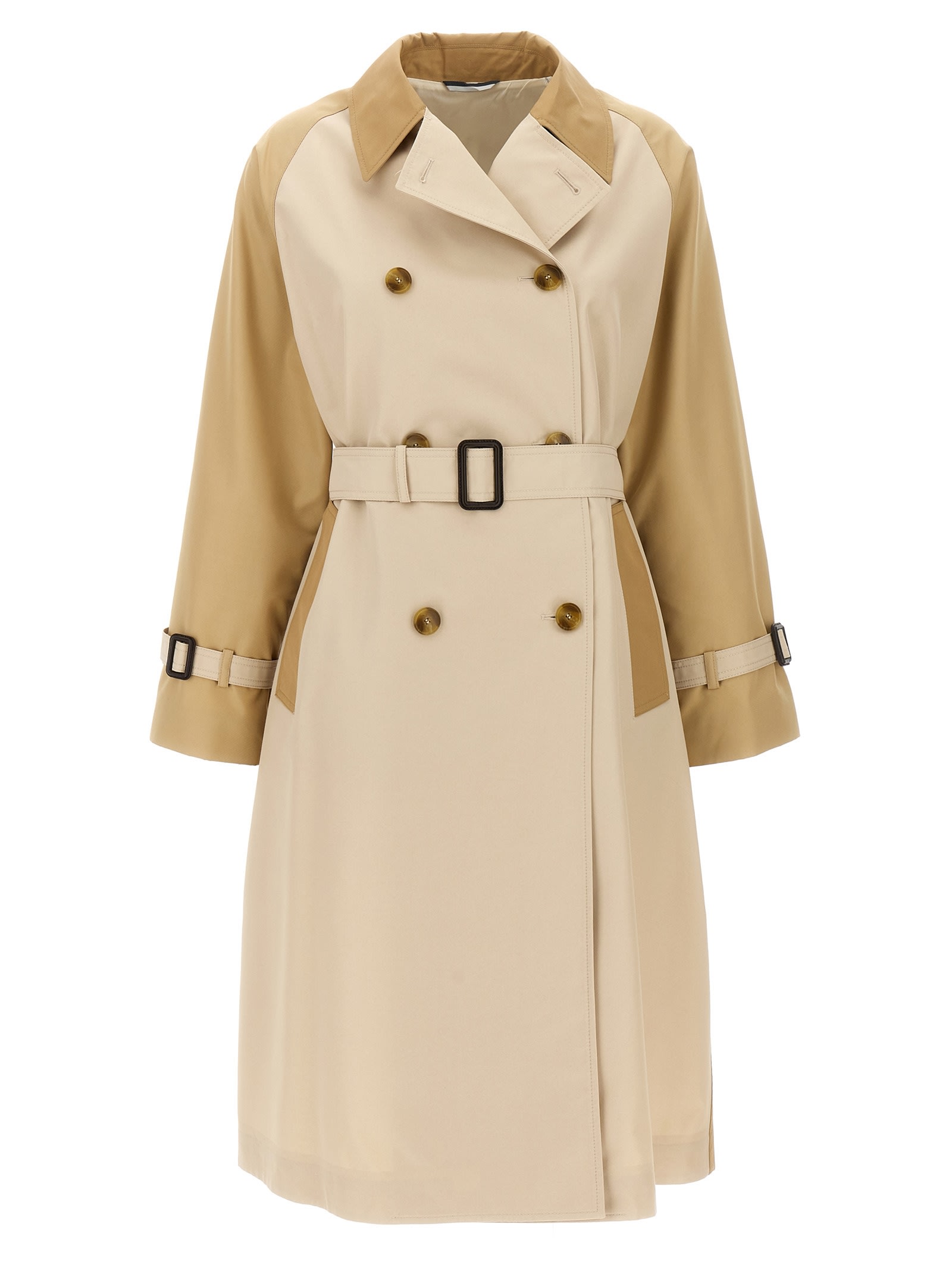 Weekend Max Mara Trench Coat Belted Contrast Collar In Gray