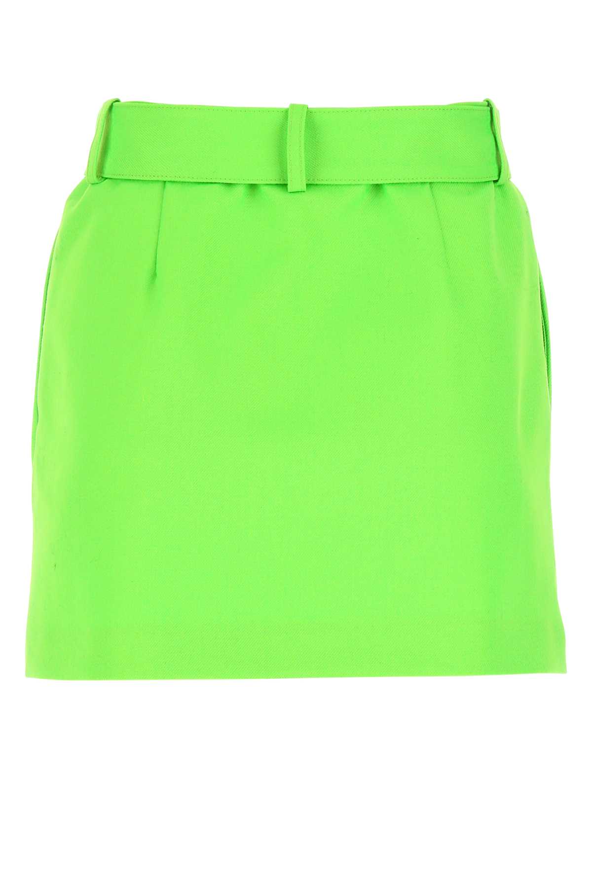 Shop Ami Alexandre Mattiussi Fluo Green Wool Mini Skirt In 300