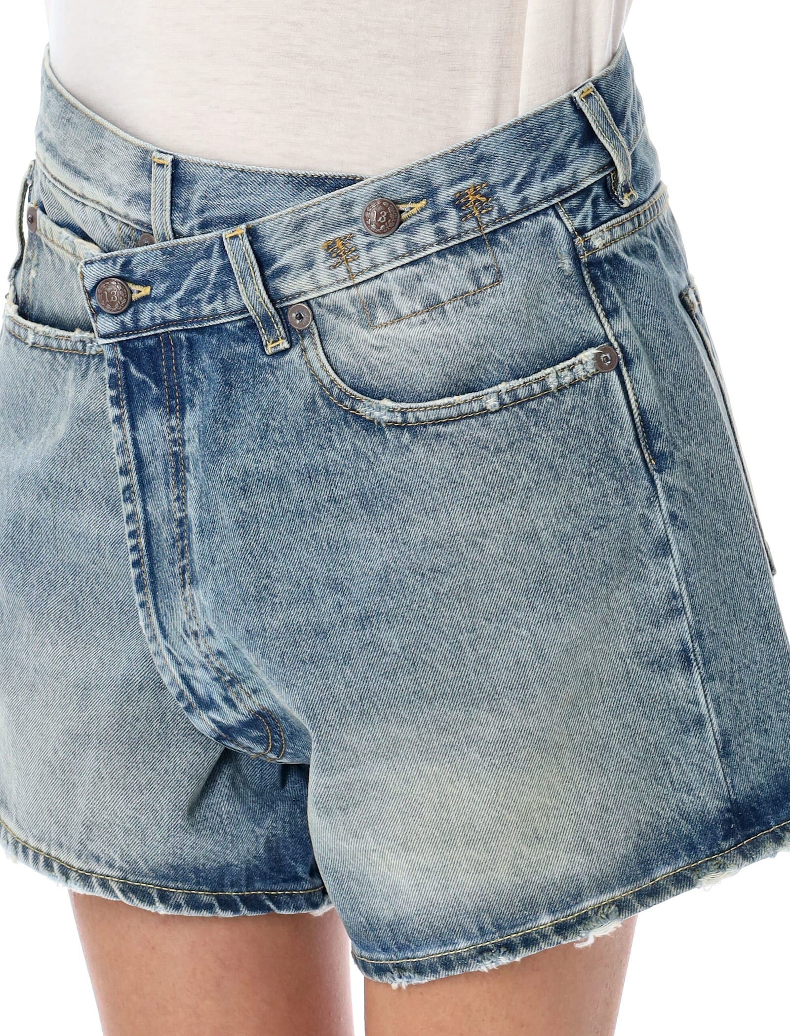 R13 Crossover Denim Short In Blue