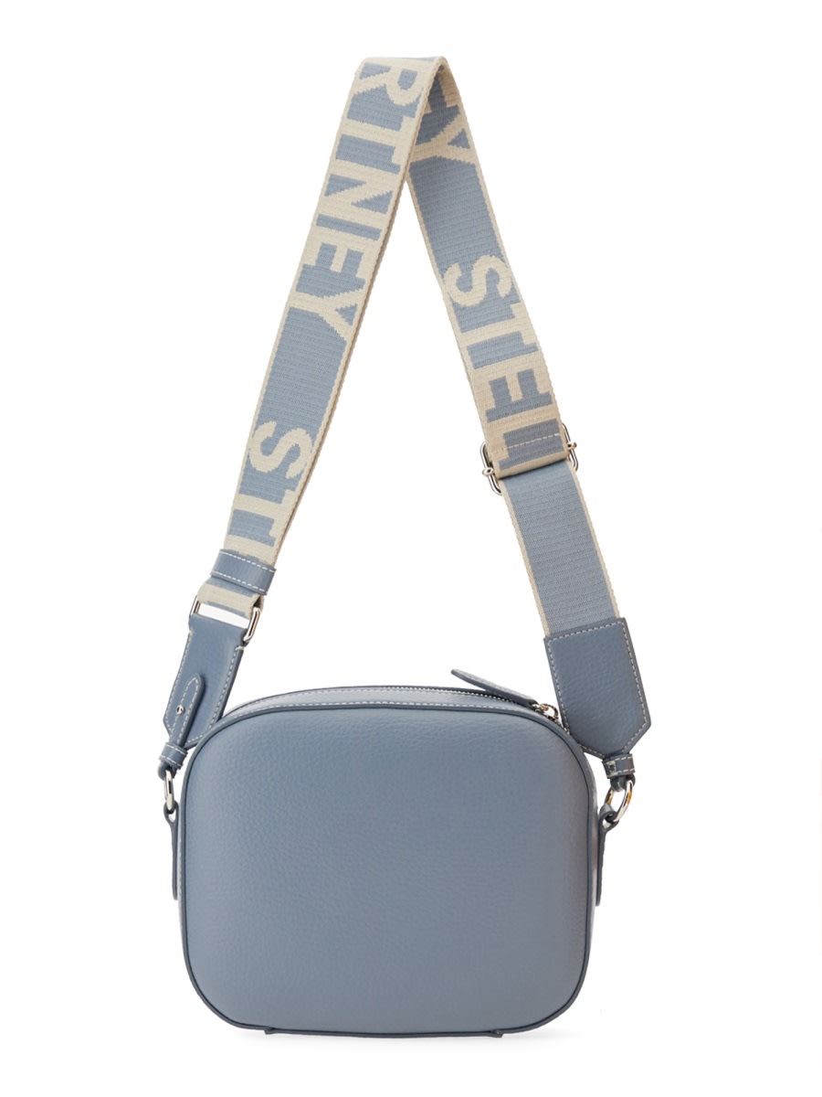 Shop Stella Mccartney Mini Camera Bag With Logo In Baby Blue