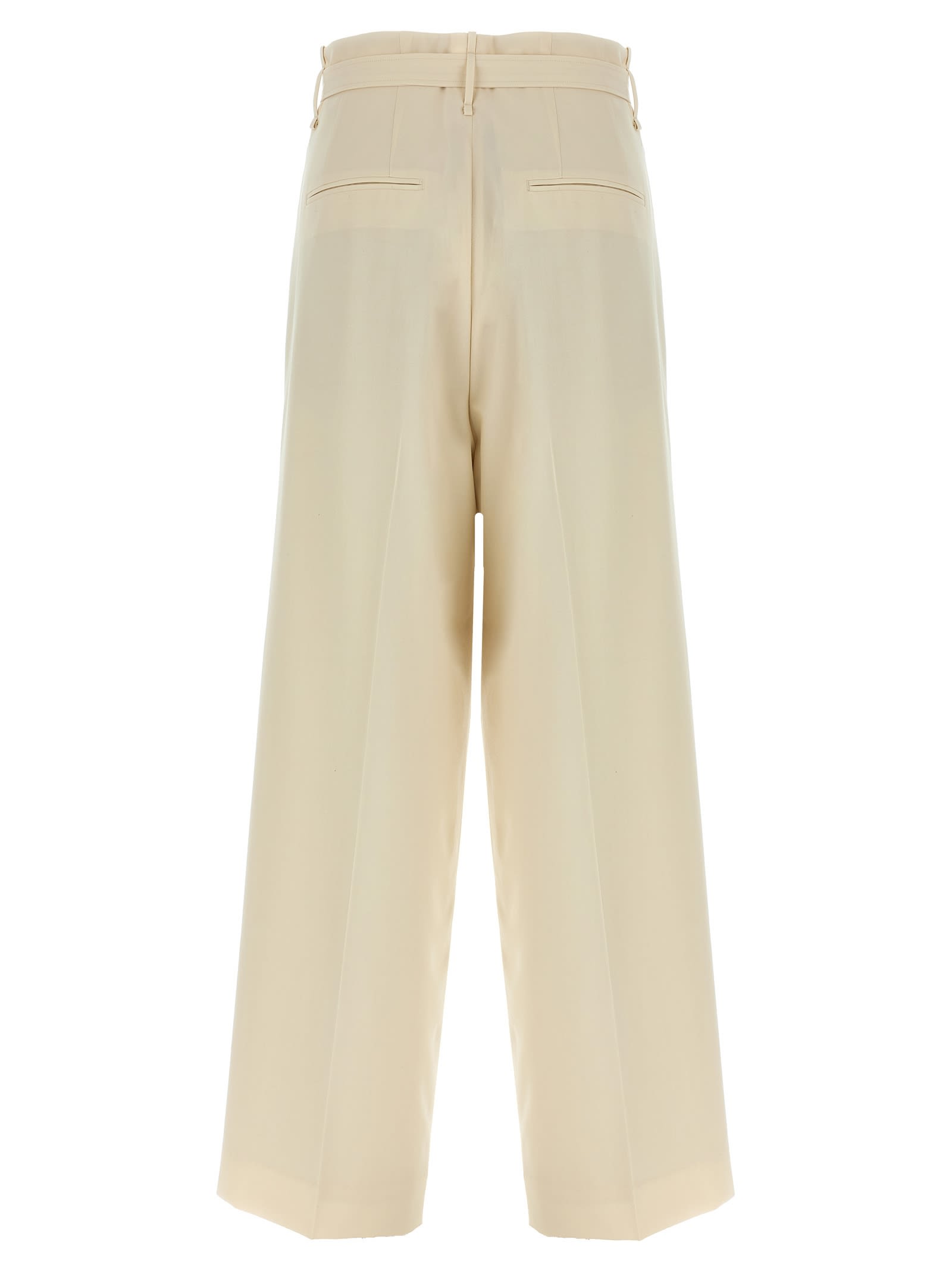 Auralee High Waist Wide Leg Pleated Trousers In Neutral