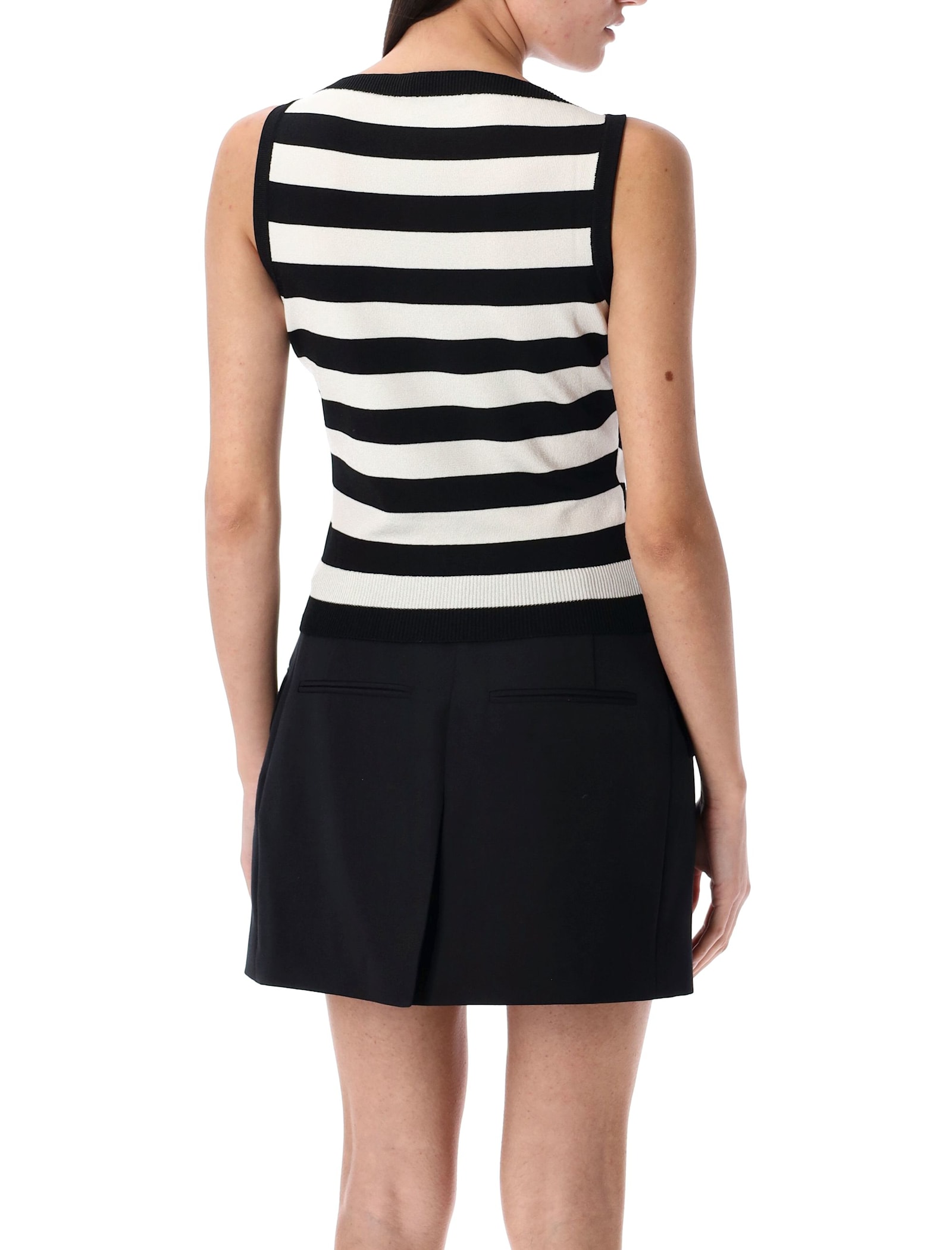 Balmain Knit Marinière Top With Face Motif In Black