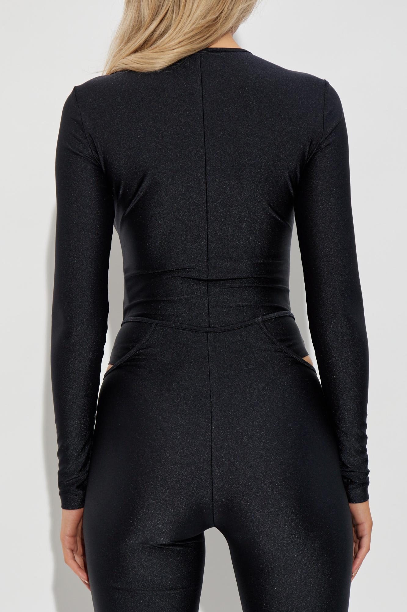 Versace Jeans Couture Bodysuit With Shimmering Sequins In Black