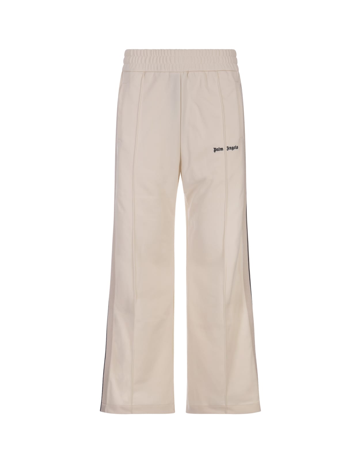 Palm Angels Cream Flare Track Trousers With Logo In White