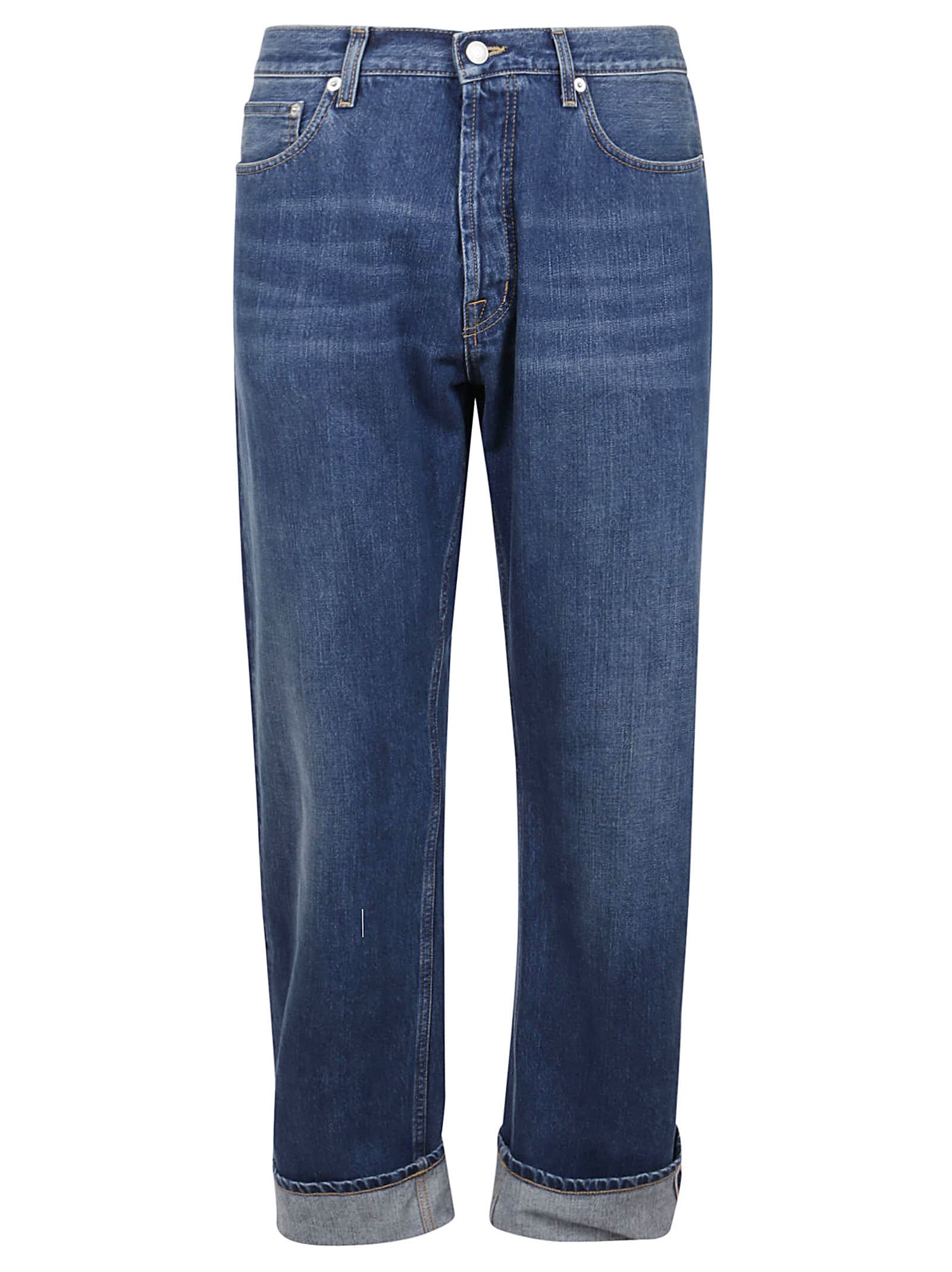 ALEXANDER MCQUEEN TURN UP JEANS,666649.QRY20 4001 BLUE WASHED