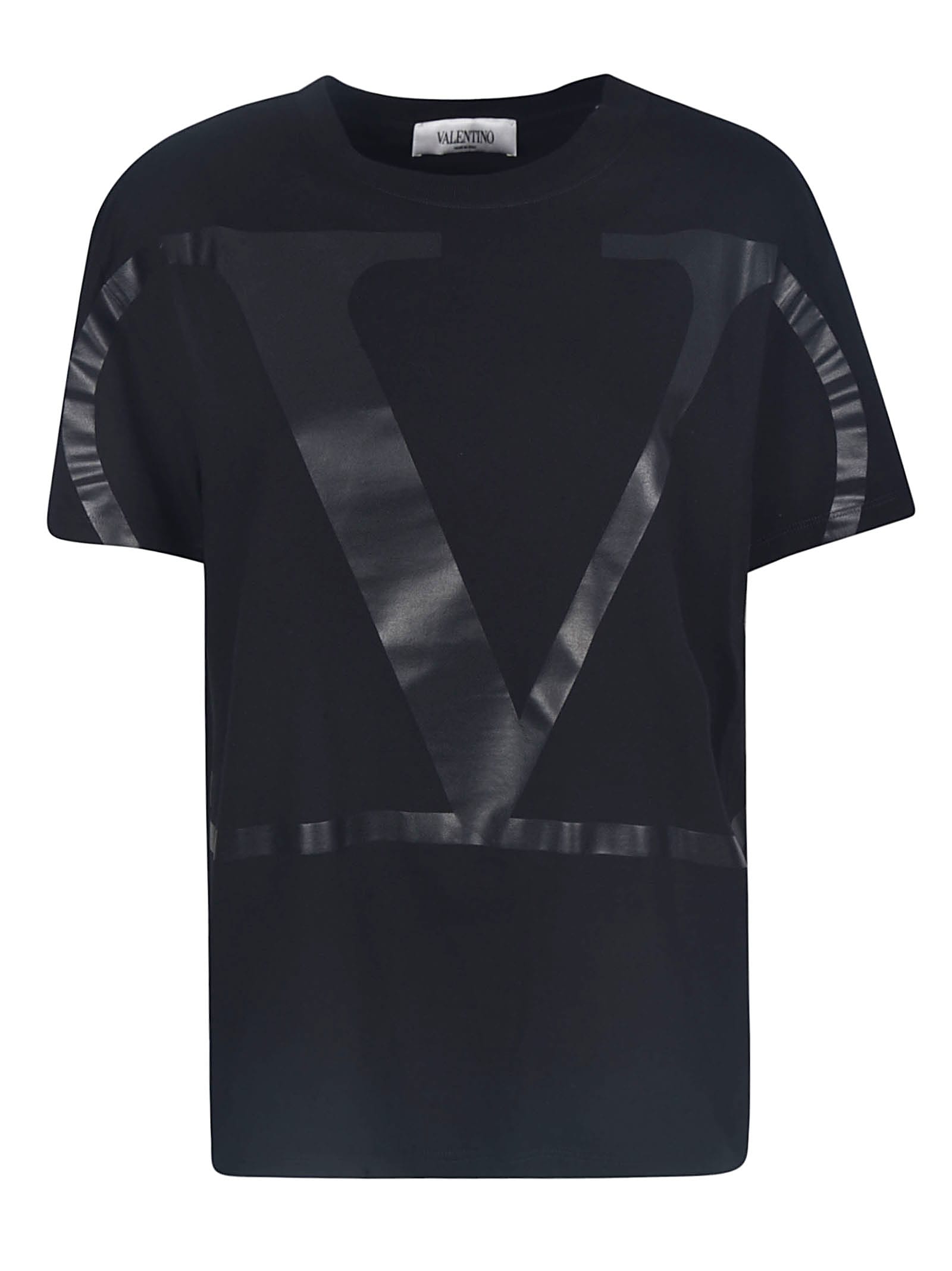 Valentino V Logo T-shirt In Nero