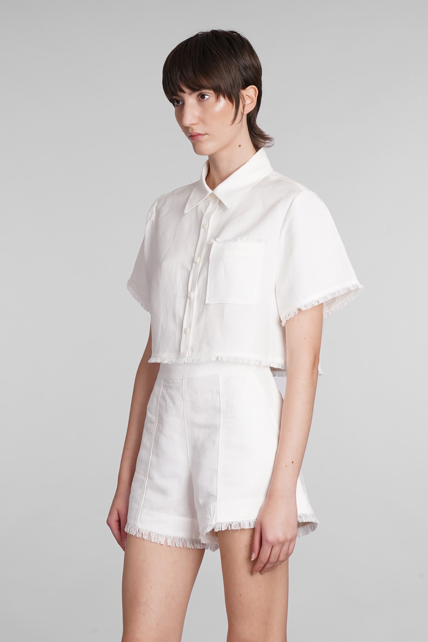 Shop Simkhai Solange Shirt In White Linen