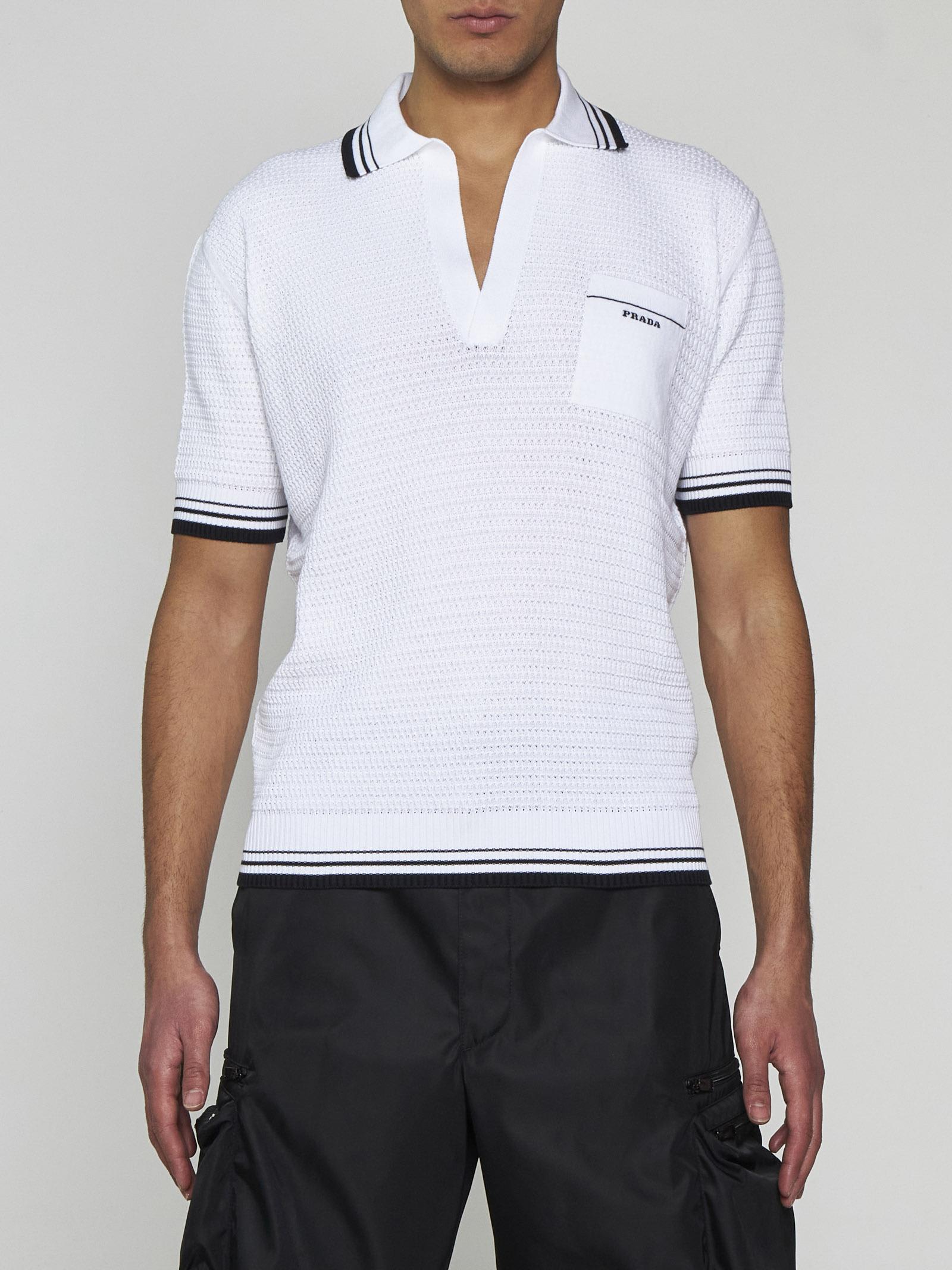 Shop Prada Jacquard Knit Polo Shirt