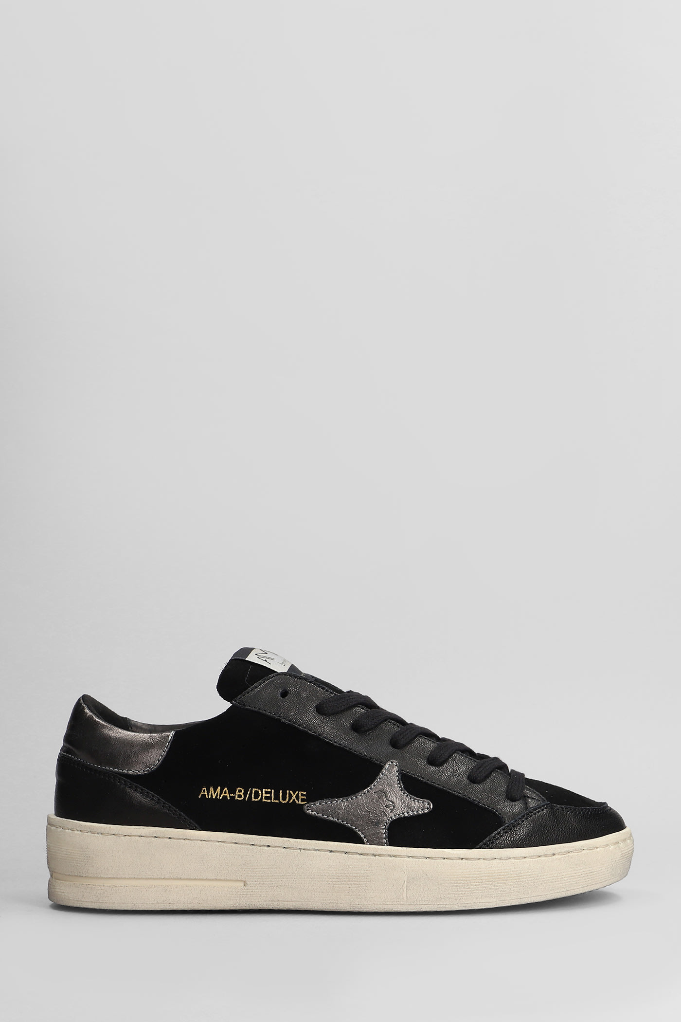 Shop Ama Brand Sneakers In Black Suede And Leather In White