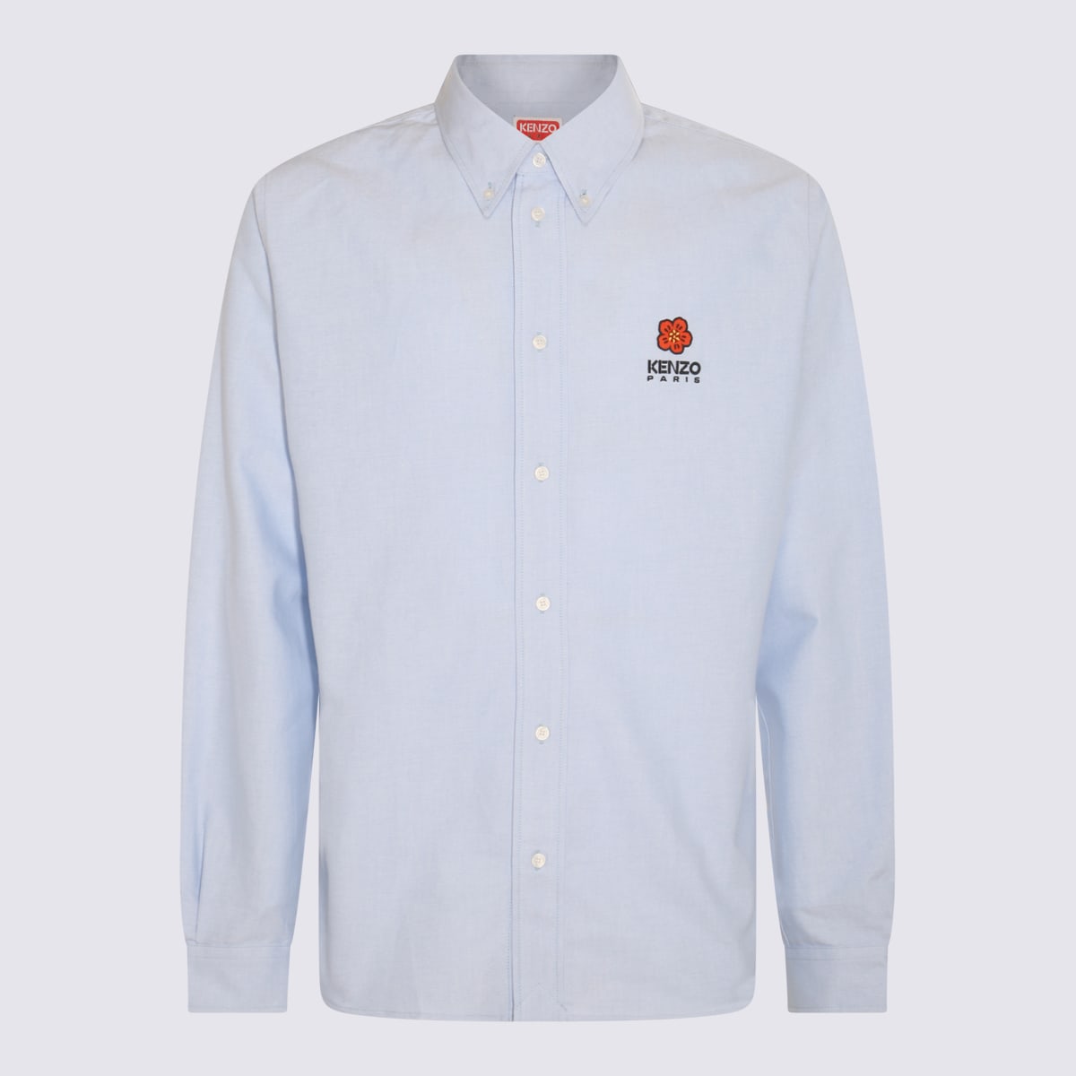 Shop Kenzo Sky Blue Cotton Shirt