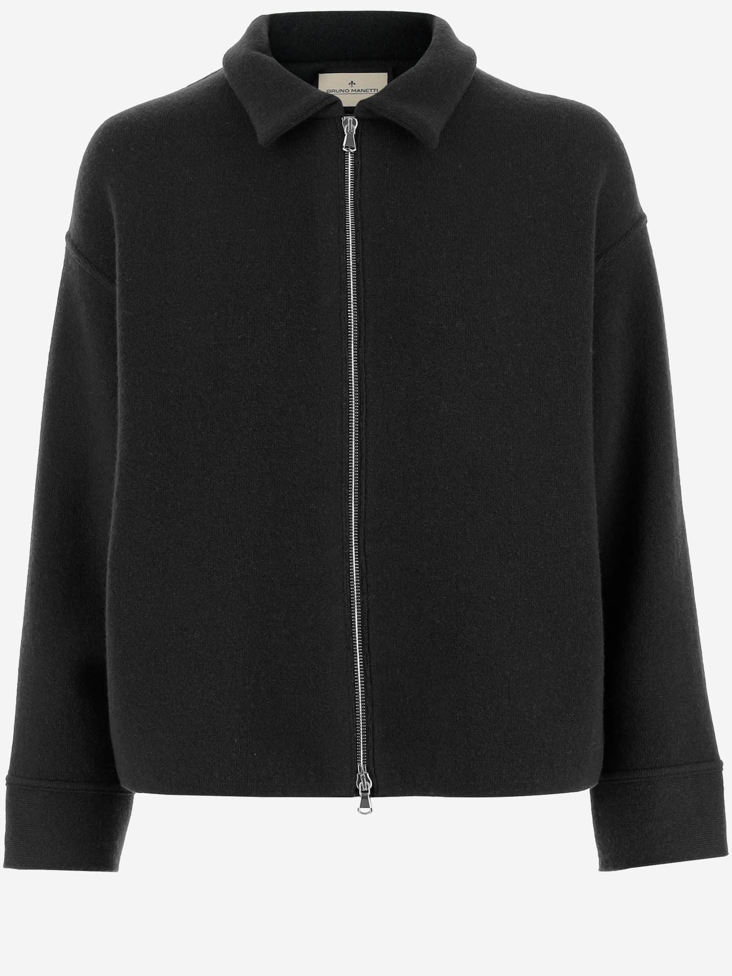 Bruno Manetti Zip-front Collar Jacket In Black