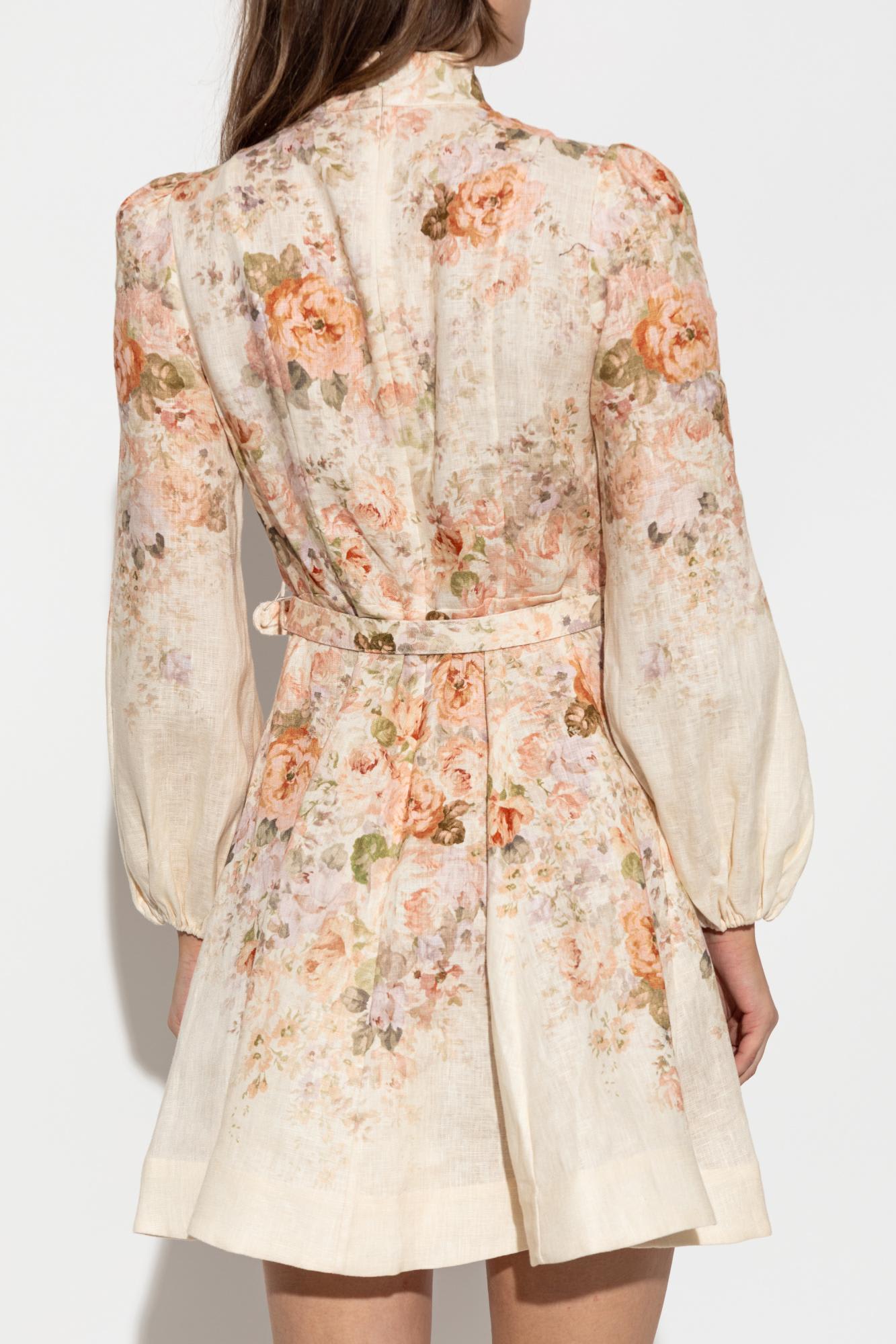 Shop Zimmermann Linen Dress In Rosa