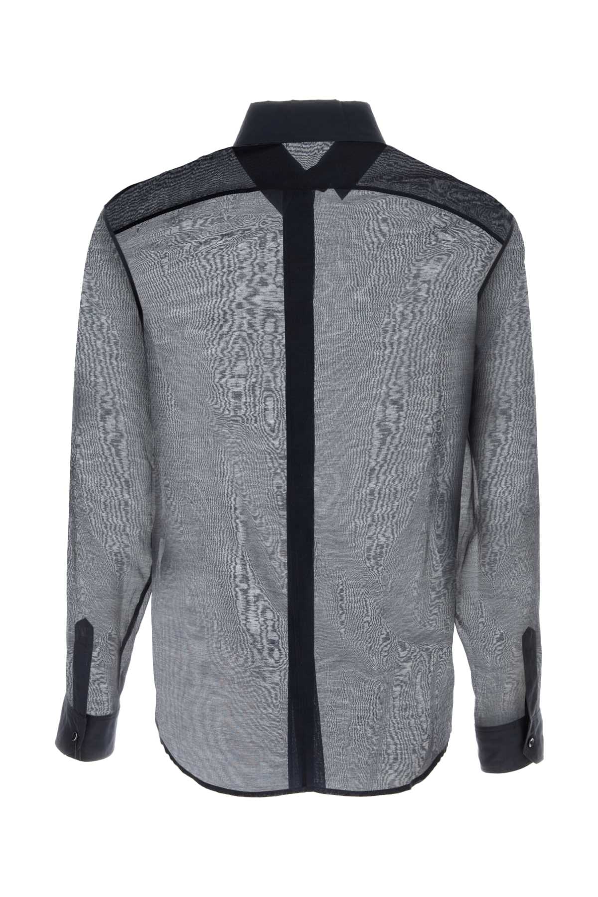 Saint Laurent Men Navy Blue Cotton Blend Shirt