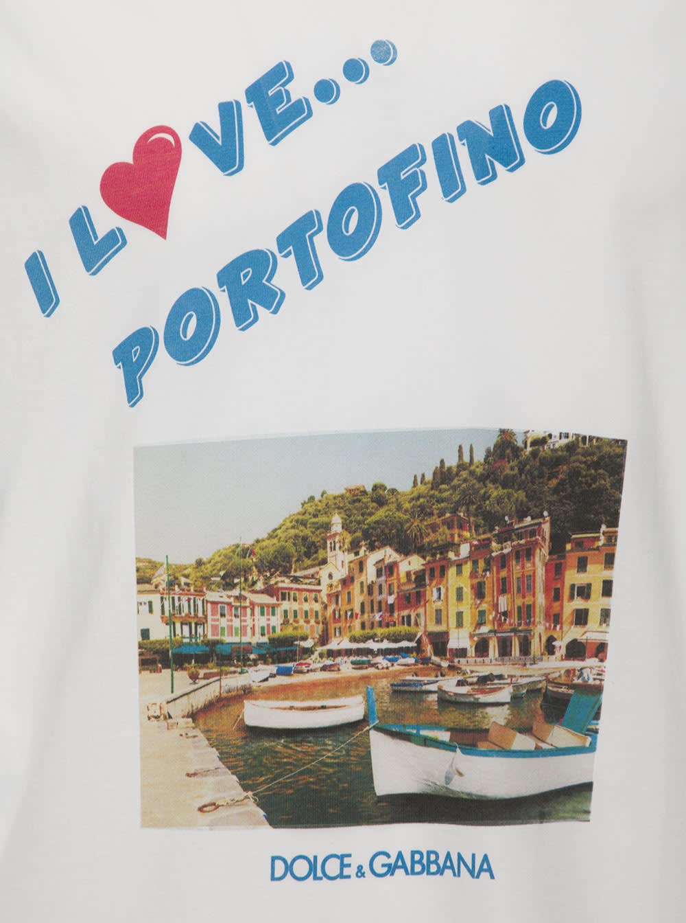 Shop Dolce & Gabbana White T-shirt With I Love Portofino Print In Cotton Man